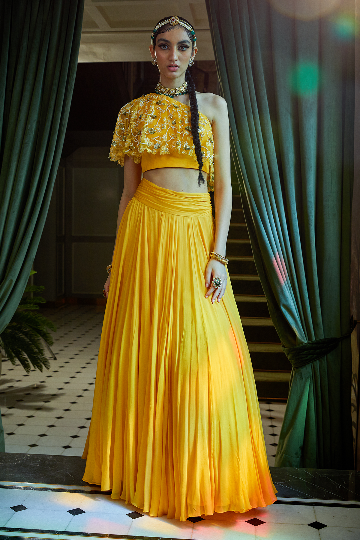 Mango Crop Top And Skirt Set