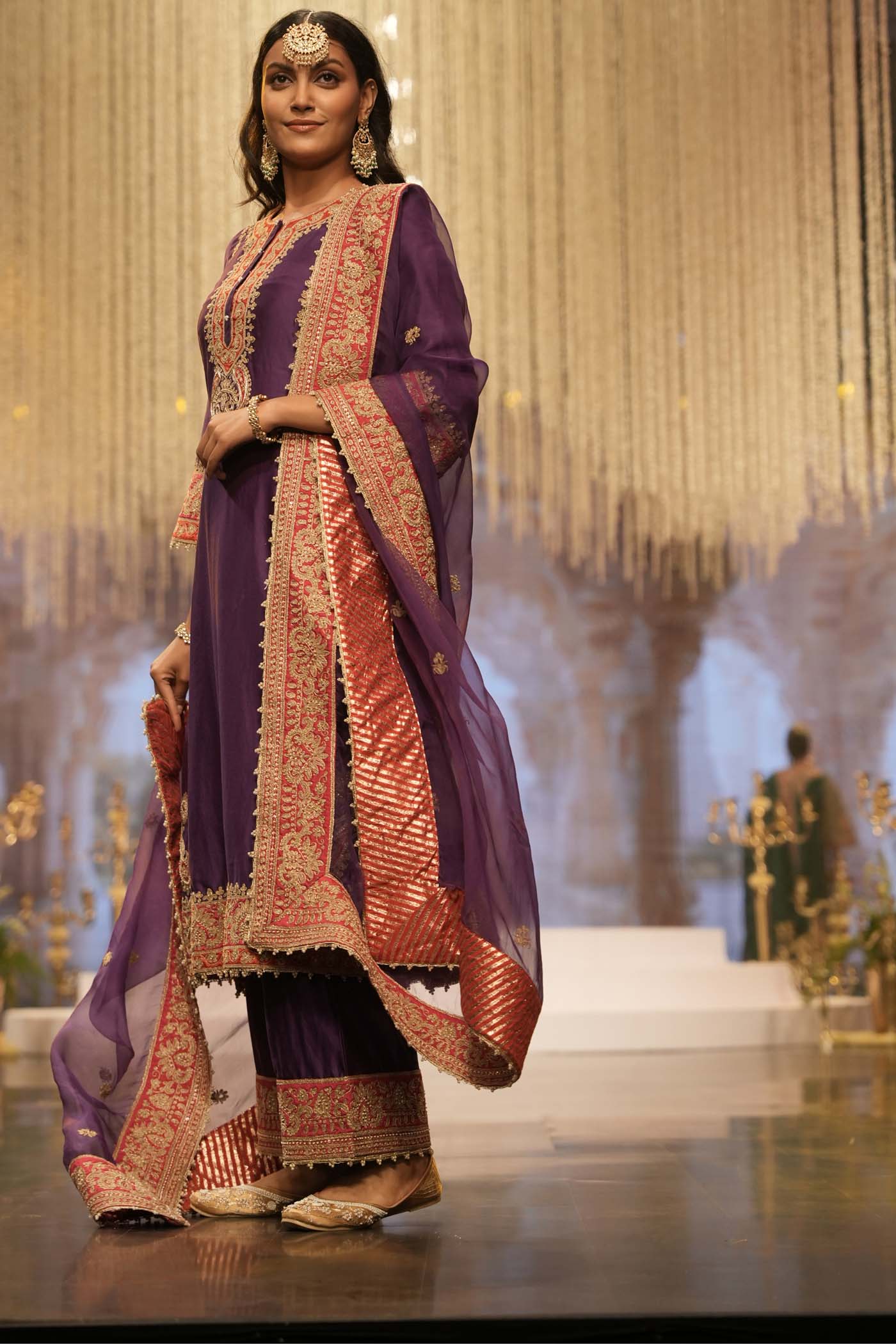 Maisha - Deep Purple Long A-Line Kurta With Palazzo