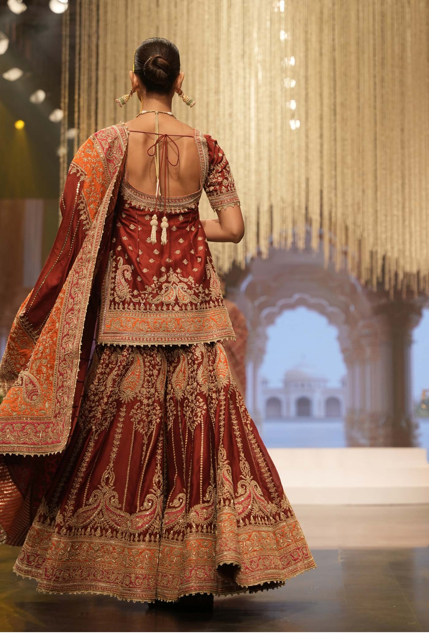 Sehrish - Deep Red Short Kurta With Sharara