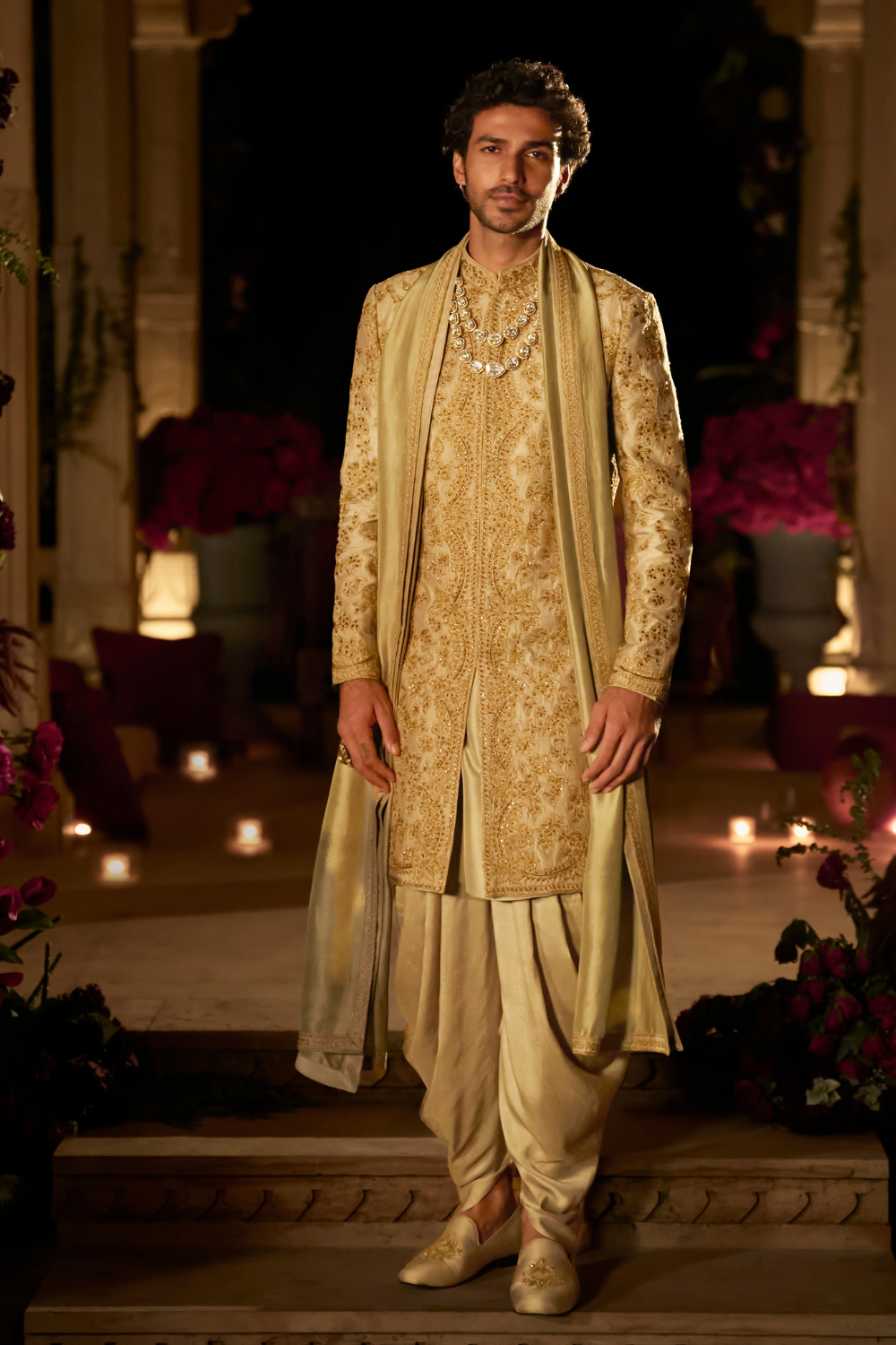 Slate Gold Sherwani Set