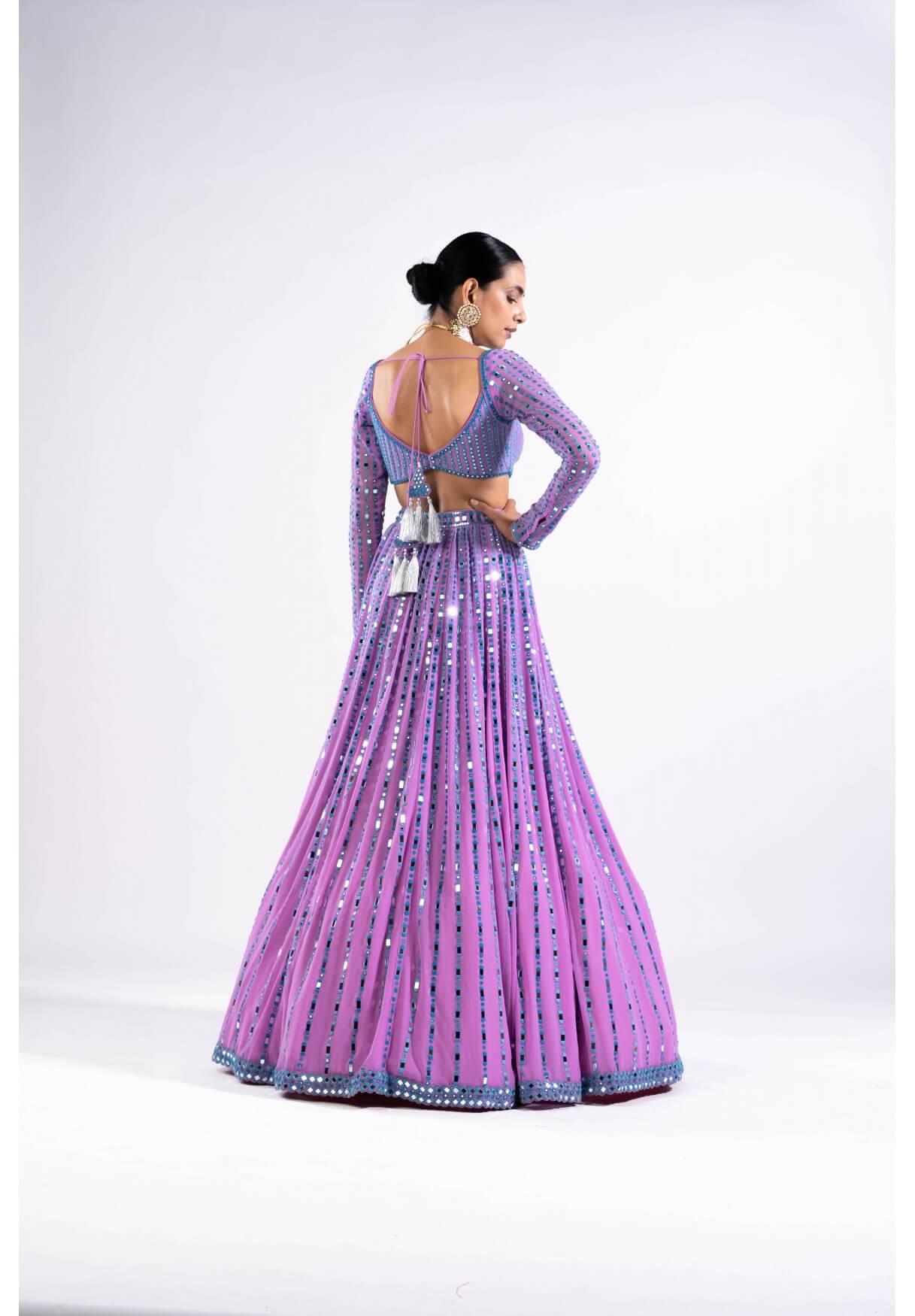 Vvani Vats,VASS LH 2349,Mauve Linear Drop Lehenga Set