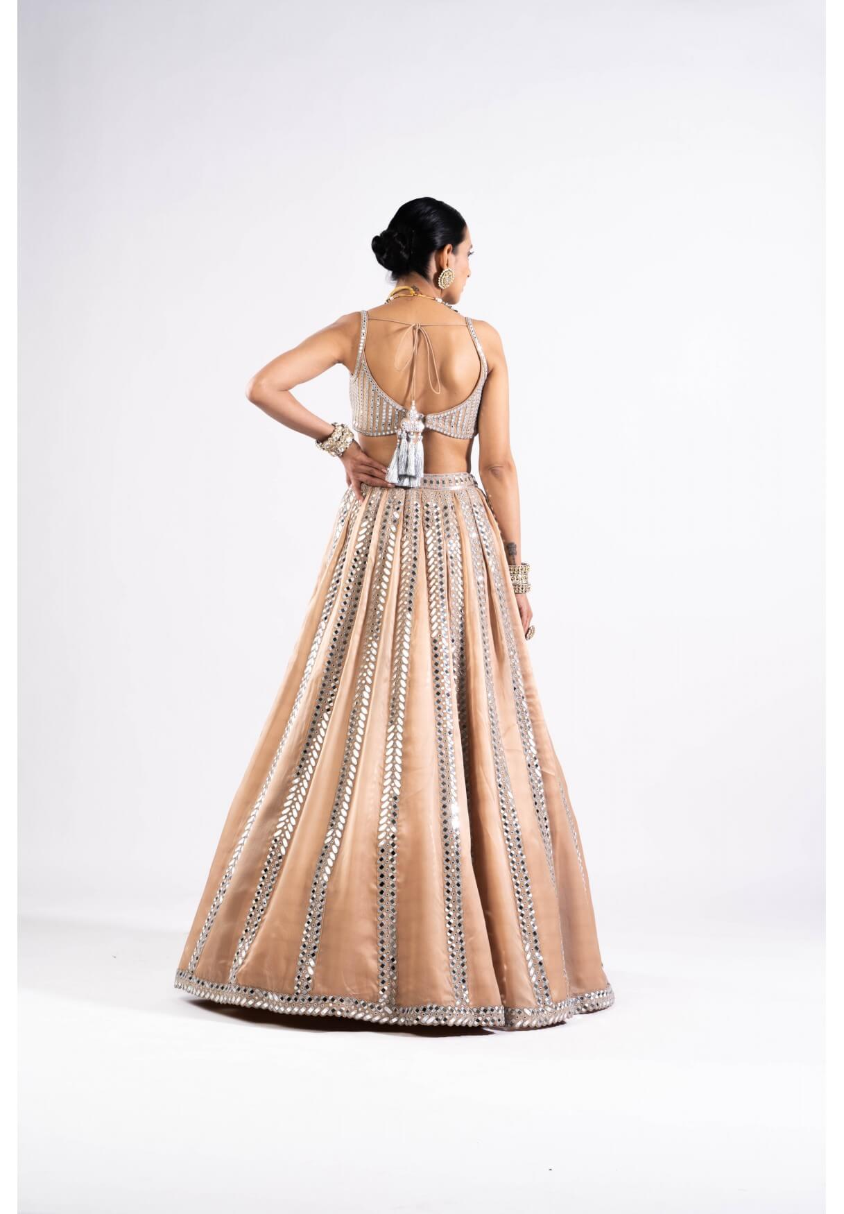 Vvani Vats,VASS LH 2325,Beige Mirror Seam Lehenga Set