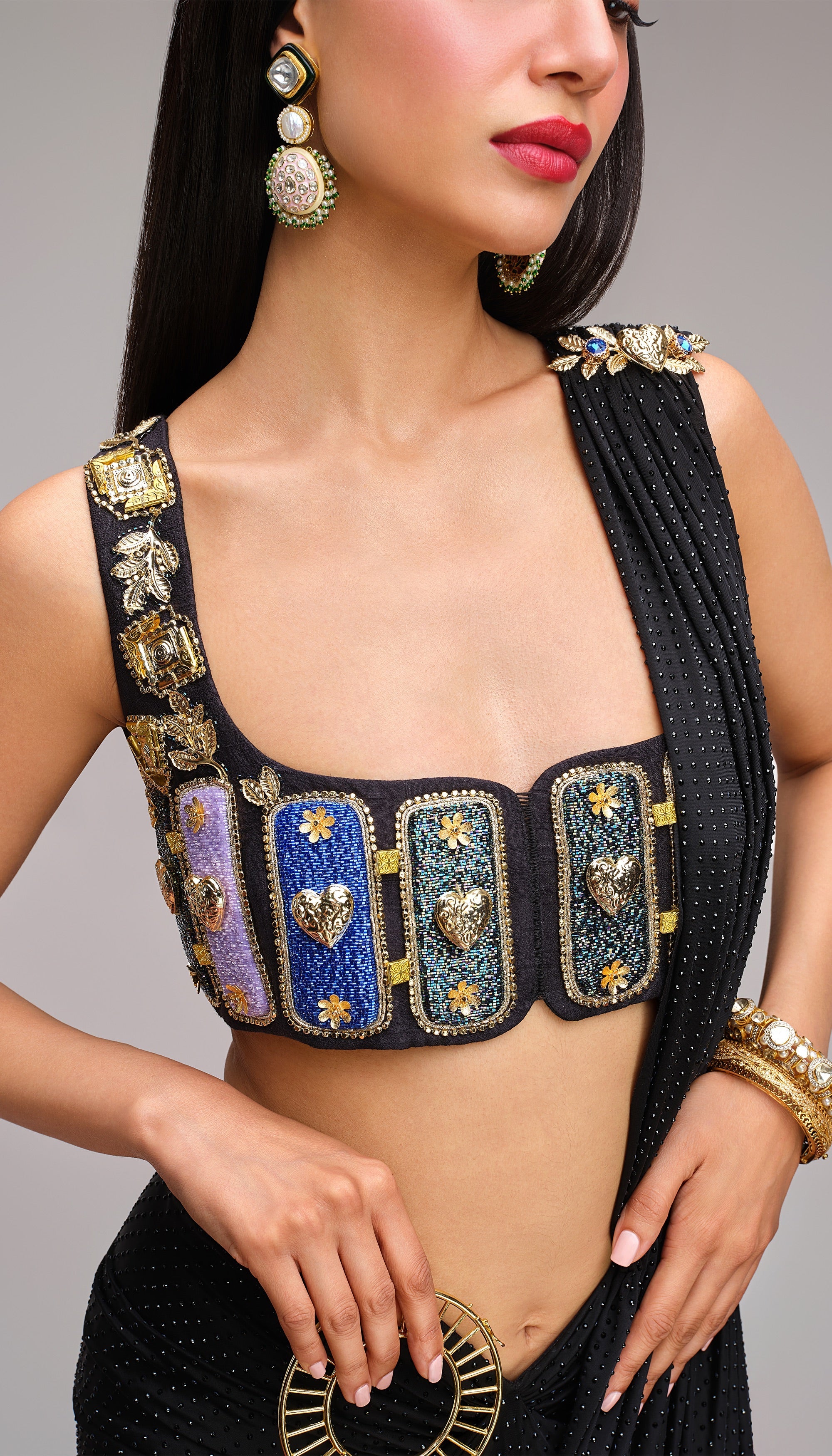 The Midnight Candy Drape - Saree Set