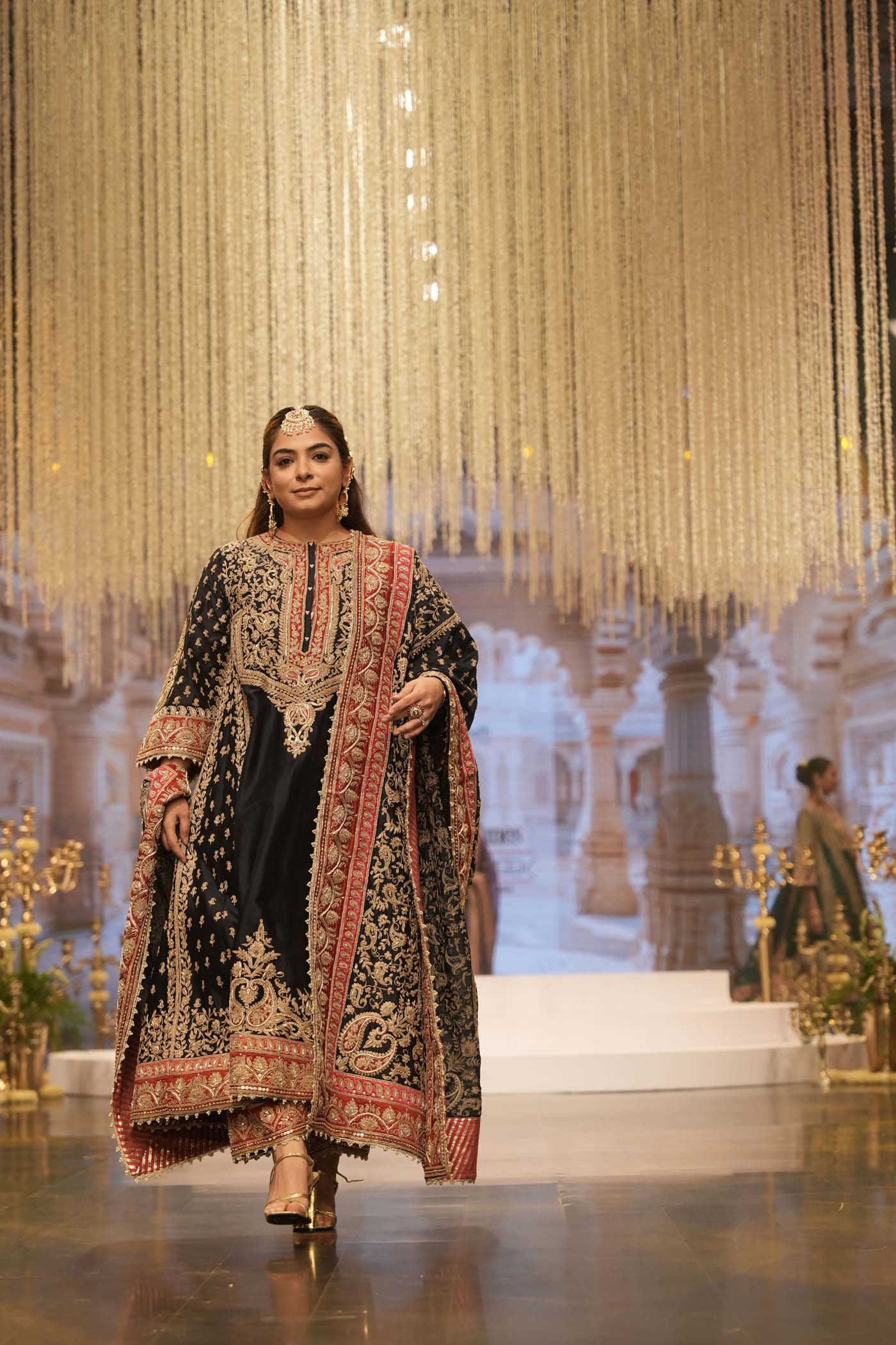 Hana - Deep Blue Long Kalidaar Chauga With Salwar