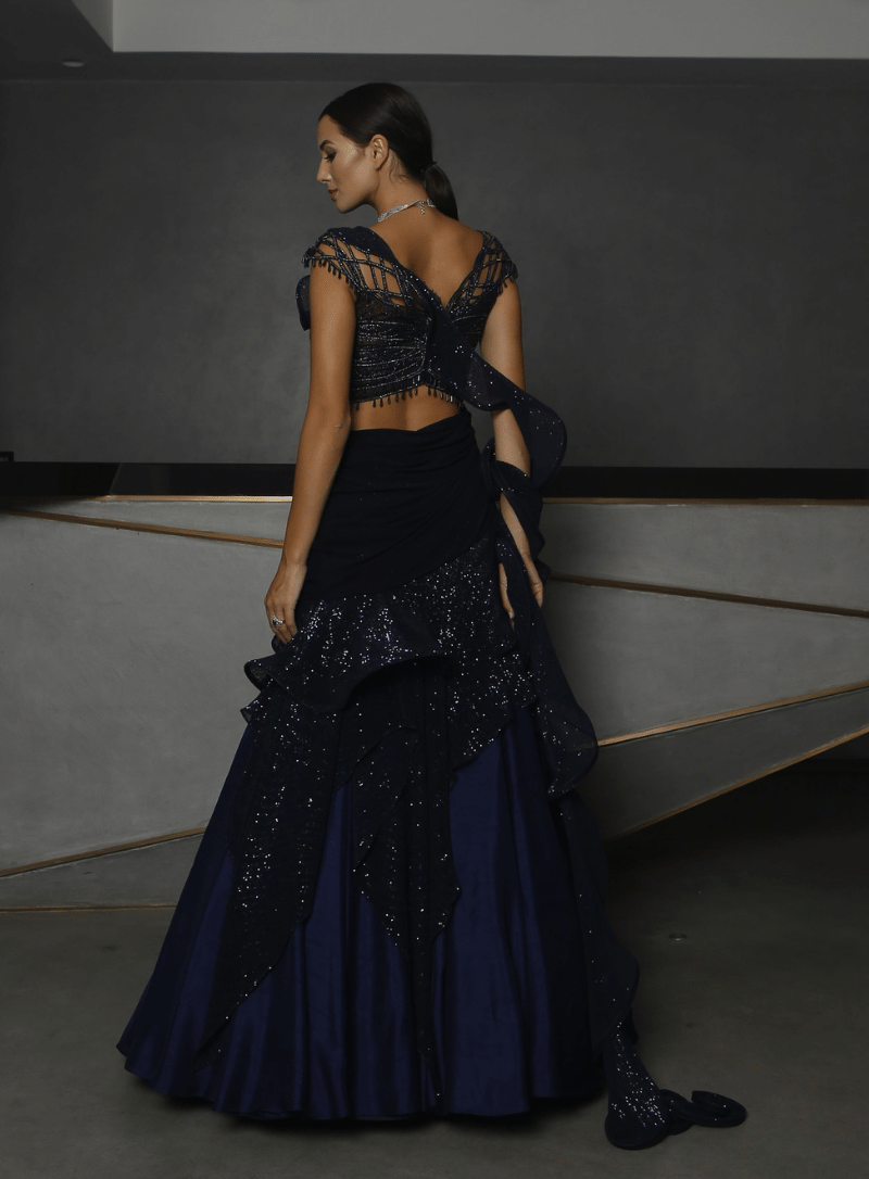 Crushed Sequin Raffle Lehenga
