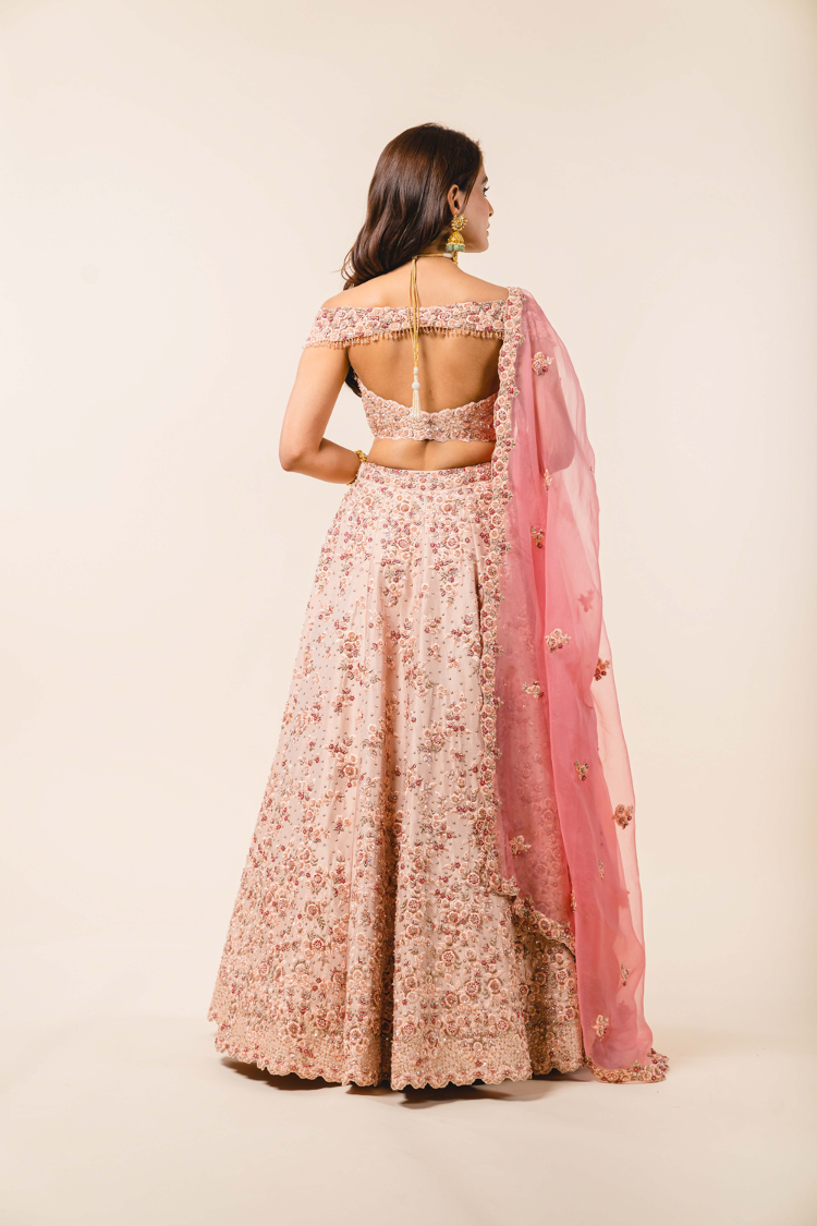 Nude Dupion Silk Lehenga Choli Set