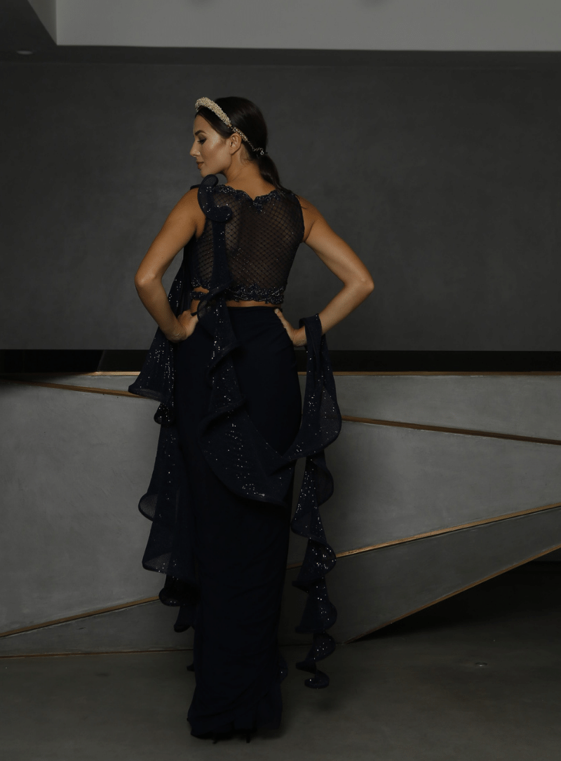 Crushed Sequin Drape Saree