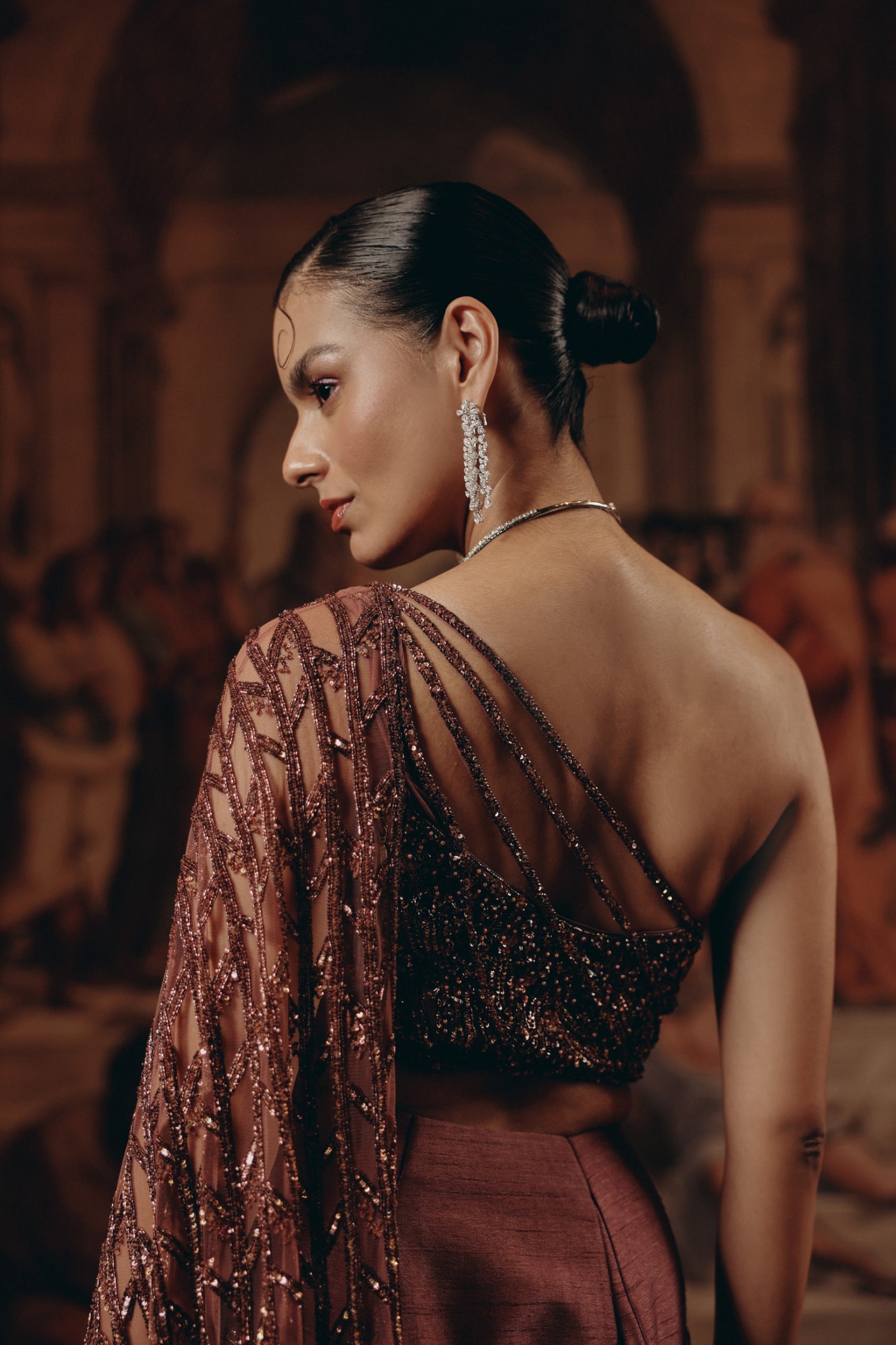 Garnet Ruffled Saree