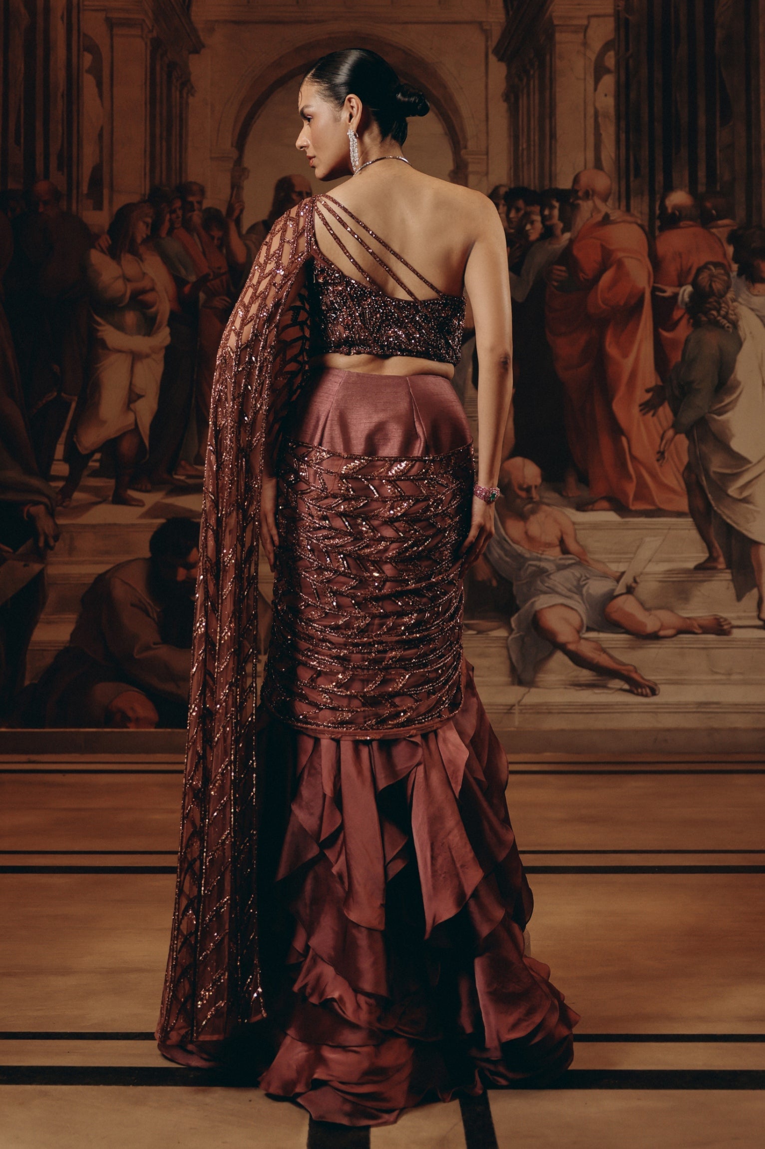 Garnet Ruffled Saree