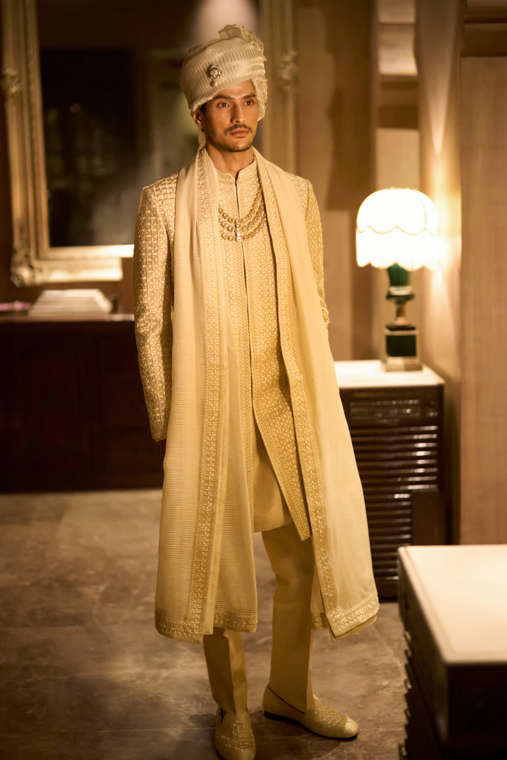Ivory Nude Sherwani Set