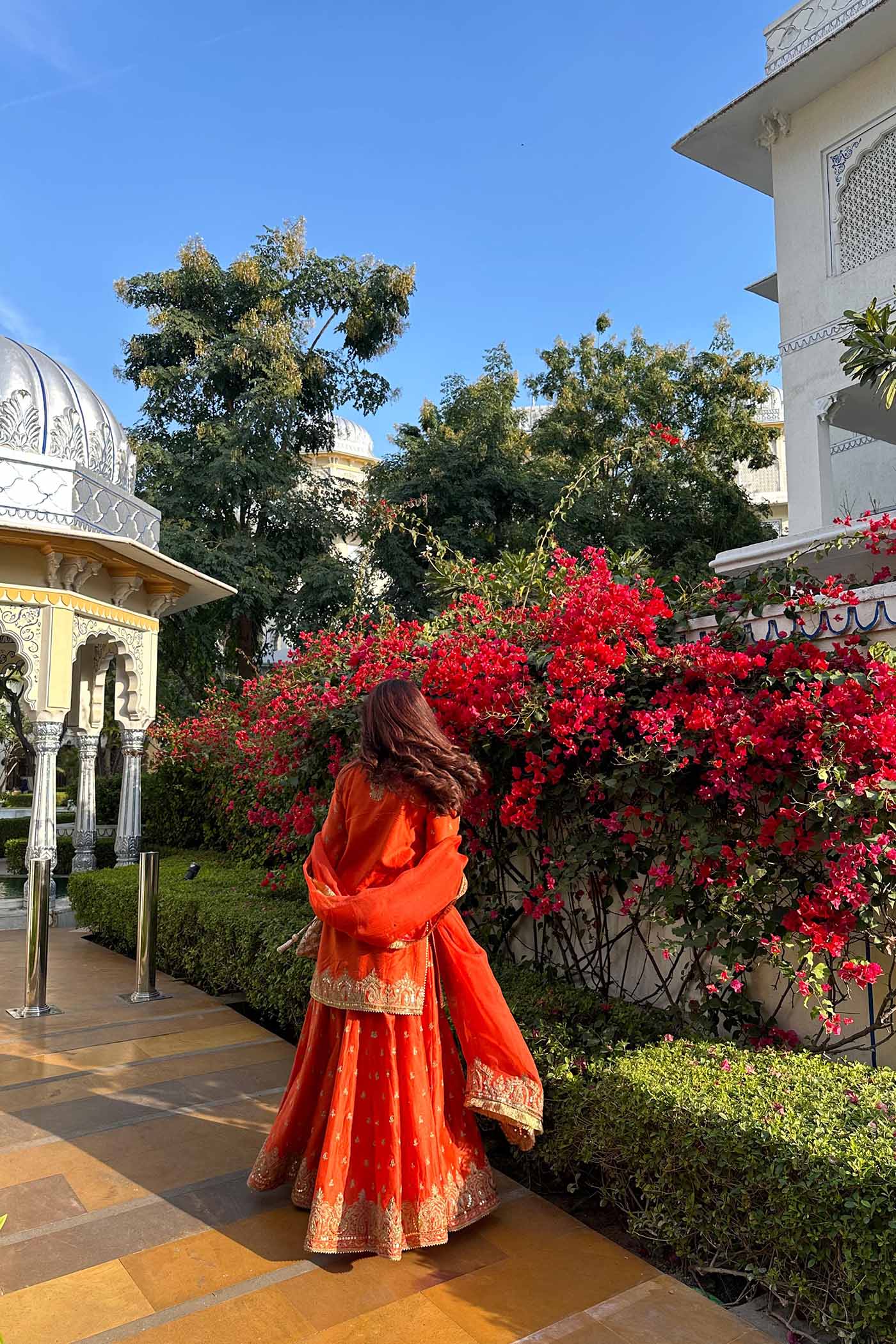 Devika Vinayek In Mishika - Burnt Orange Kurta With Sharara And Dupatta