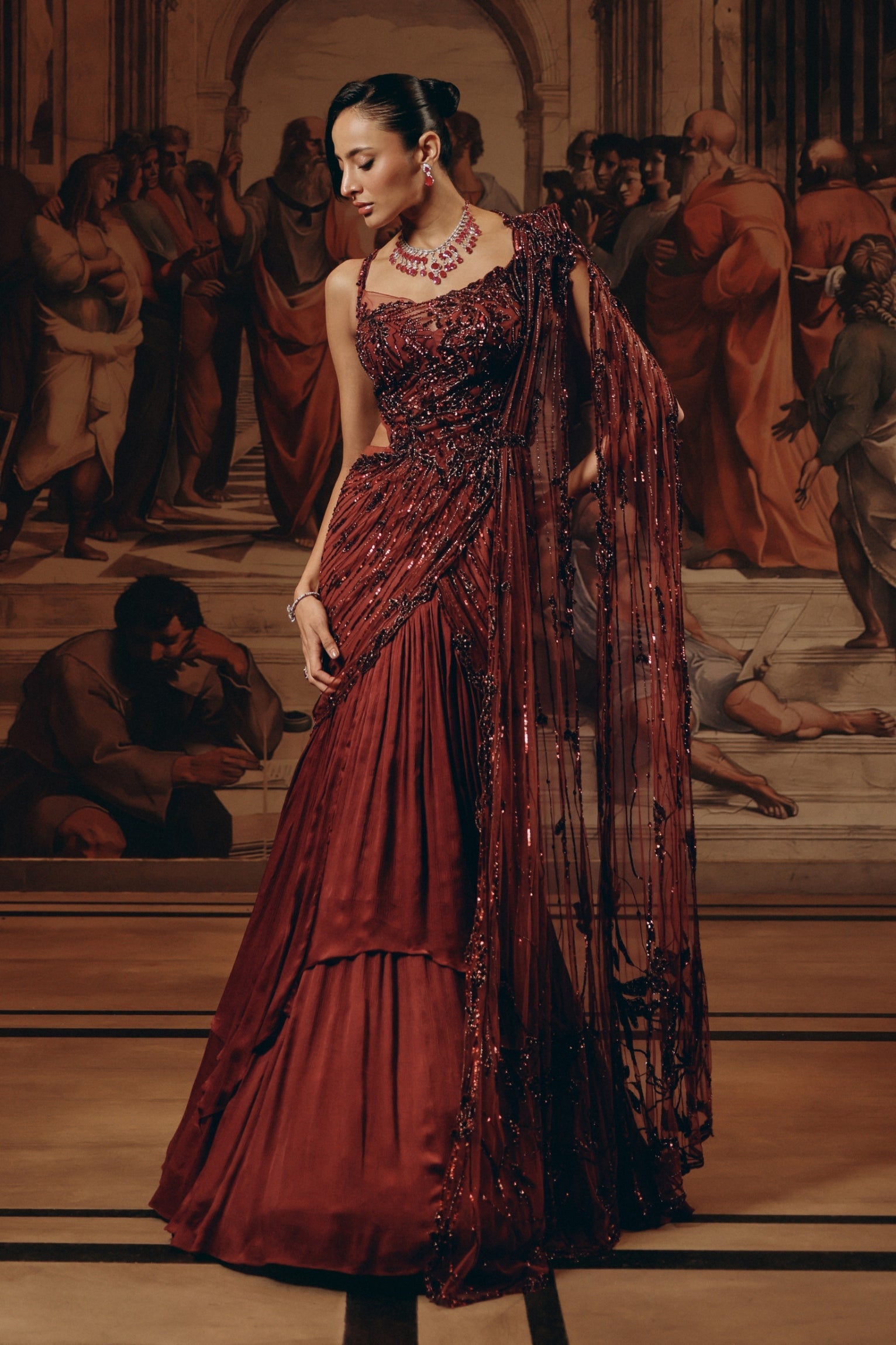 Crimson Radiance Saree