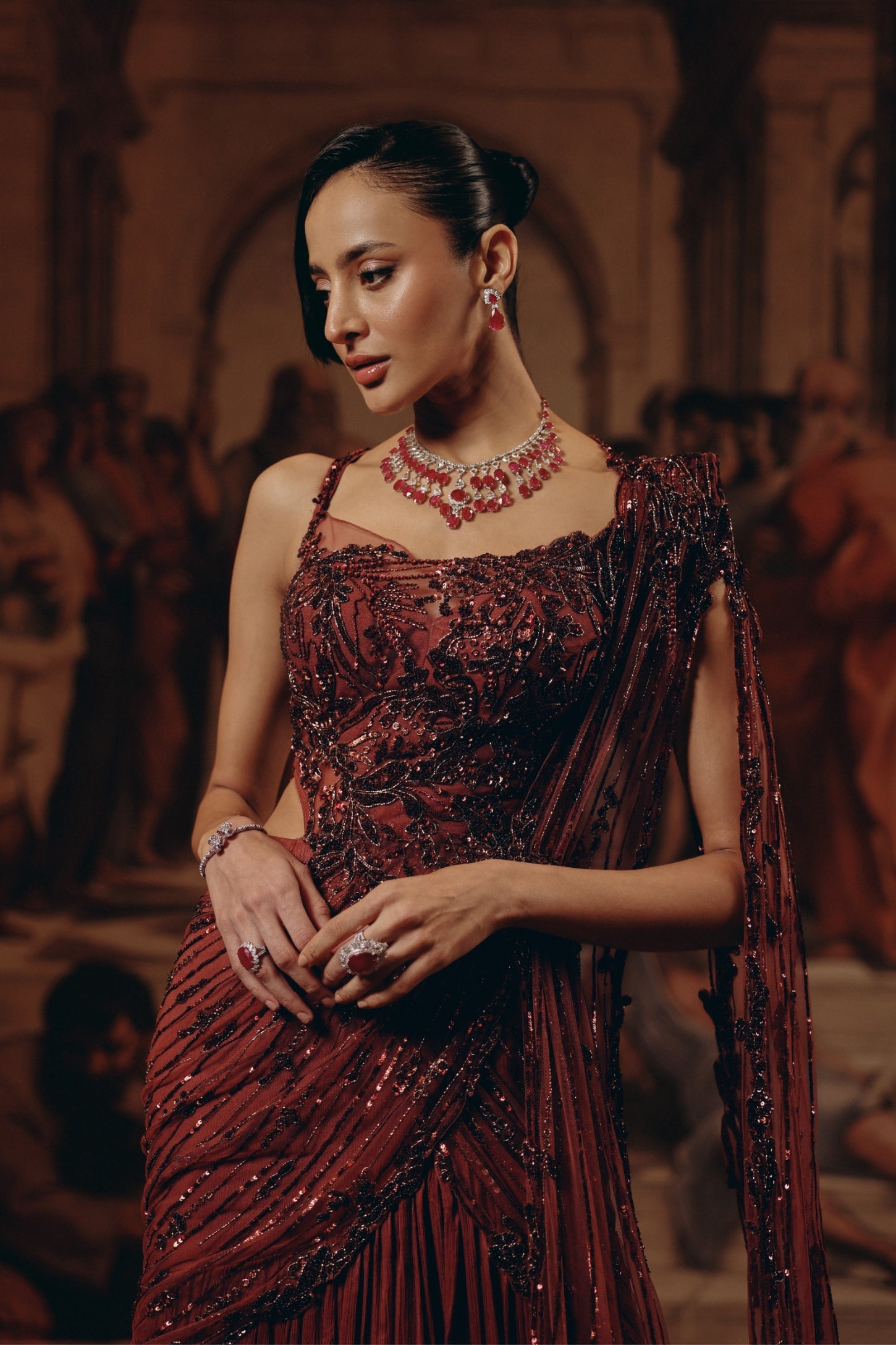 Crimson Radiance Saree