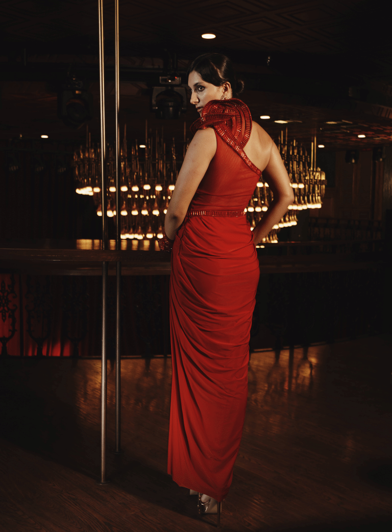 Cone Shimmer Crinkle Gown