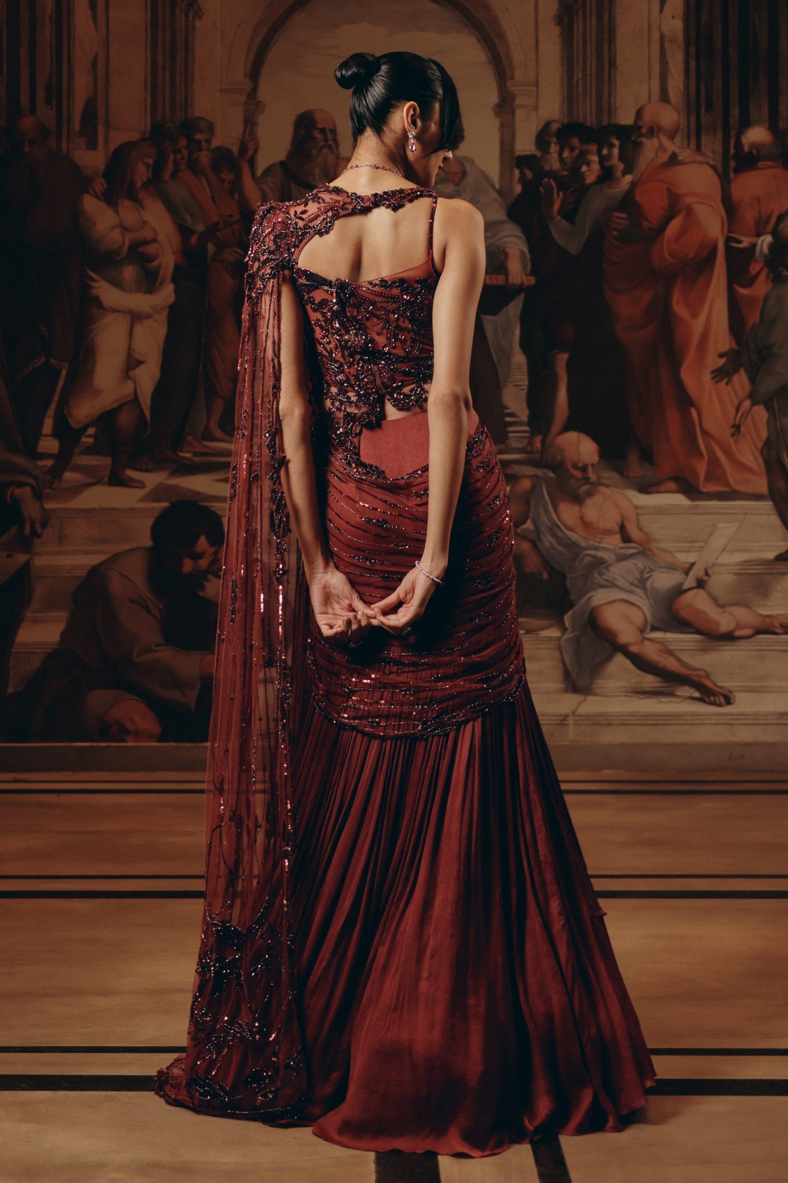 Crimson Radiance Saree