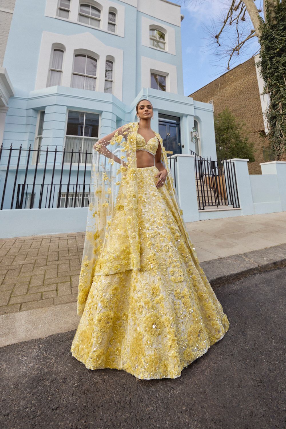 Sara Ali Khan In Yellow Floral Lehenga Set