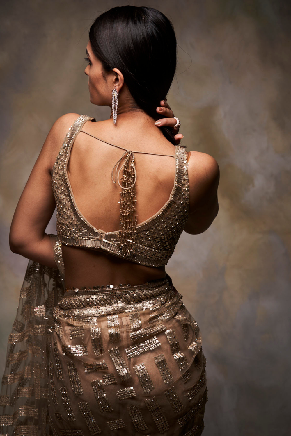 Gold Sequin Saree