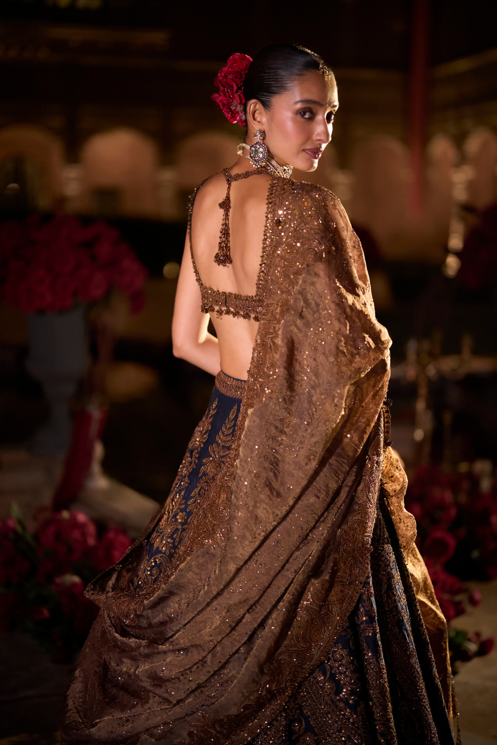 Navy Blue Paisley Lehenga Set