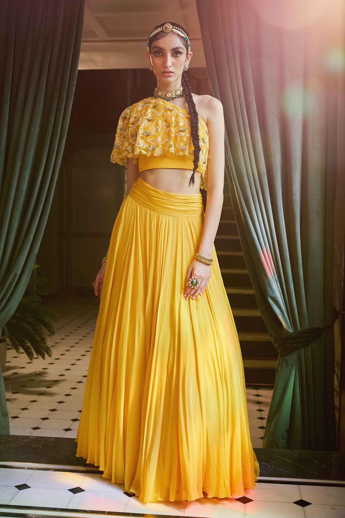 Mango Crop Top And Skirt Set