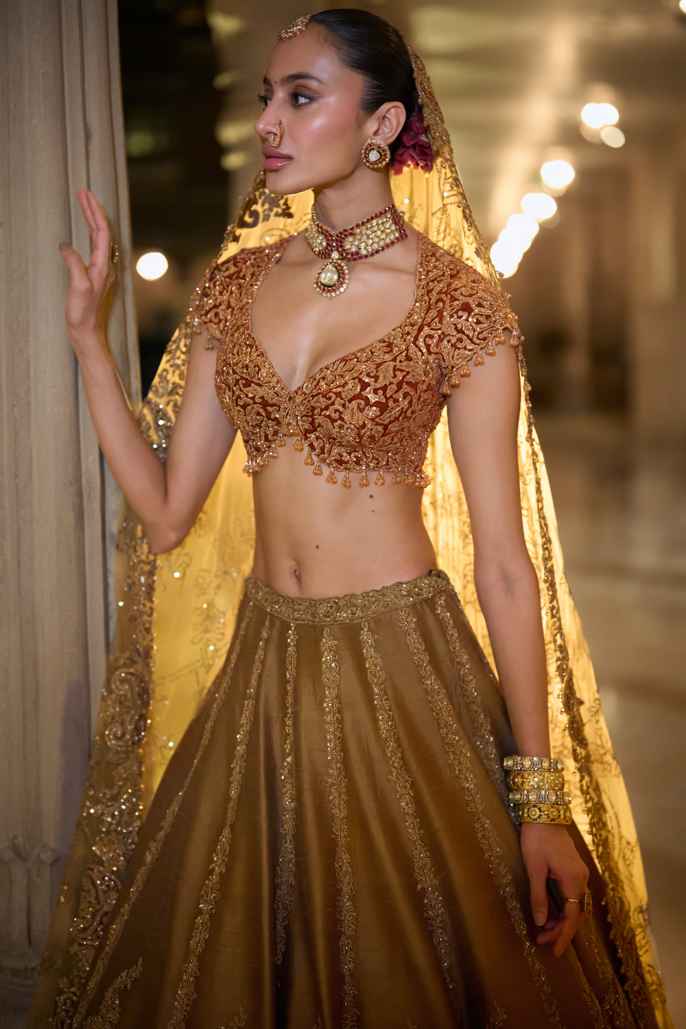 Gold Paisley Lehenga Set