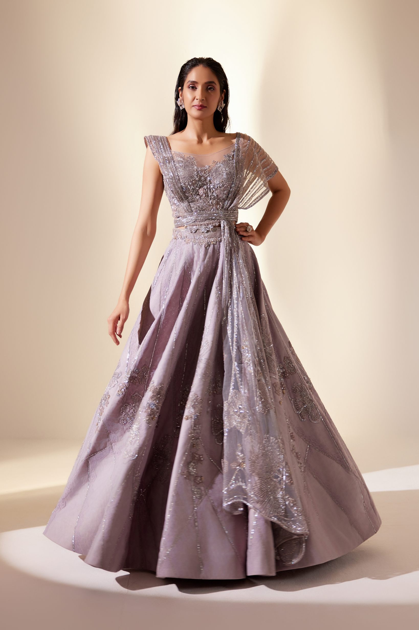 Iridescent Lilac Lehenga Set