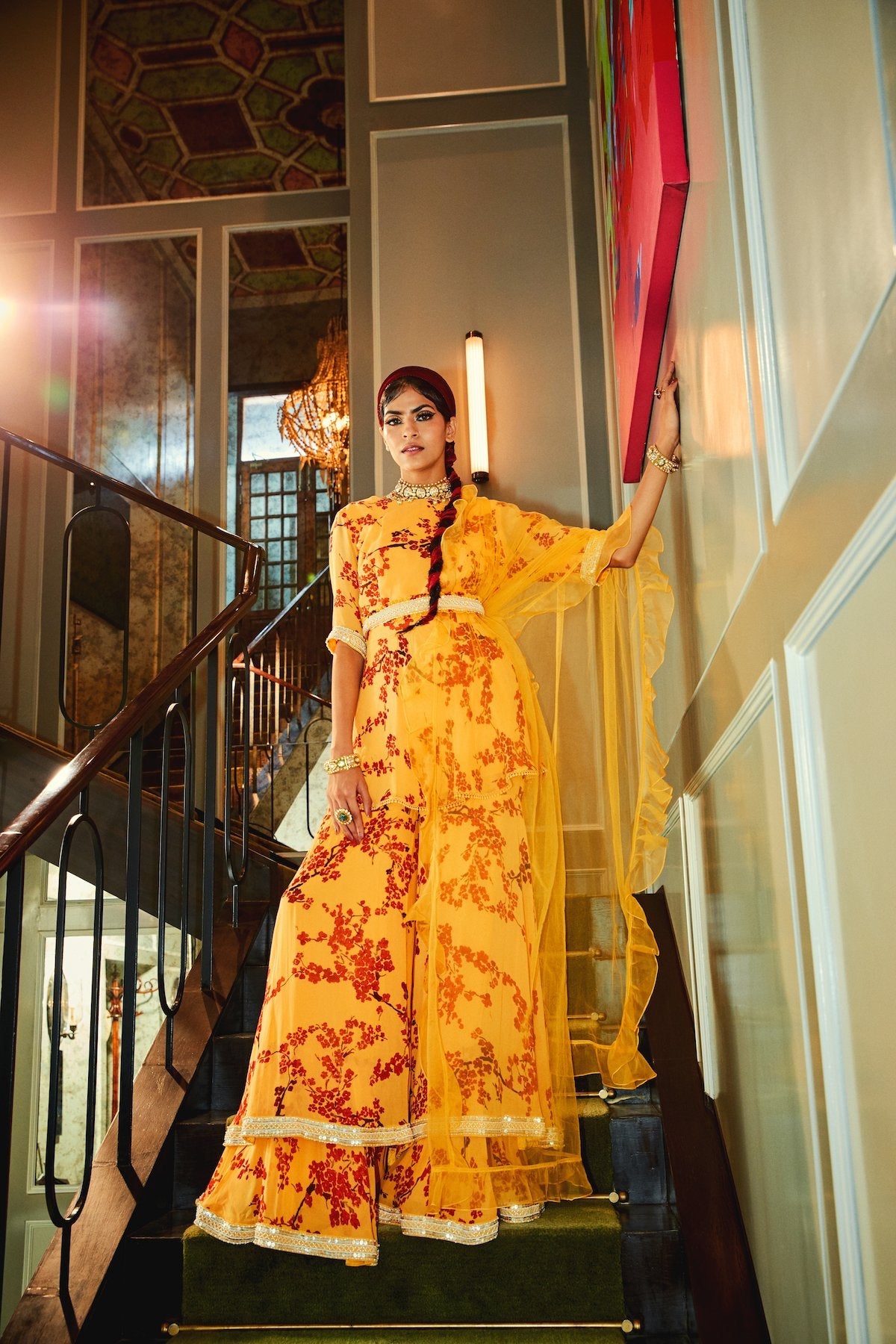 Mango Short Kurta And Sharara With Ruffled Dupatta Set