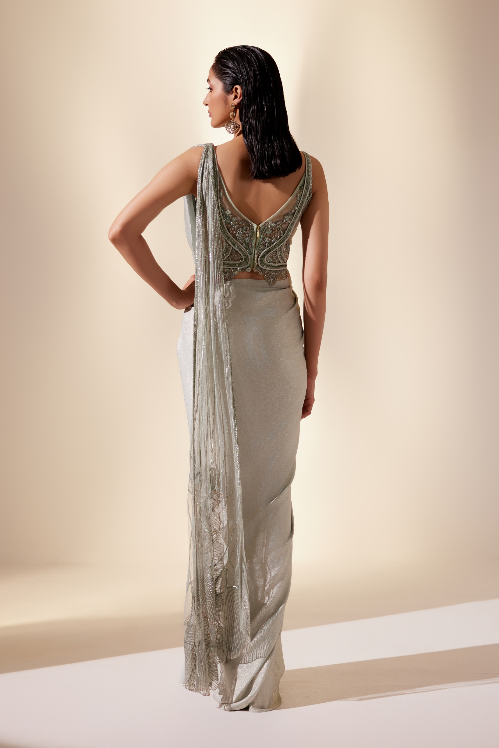 Aurora Mint Floral Saree