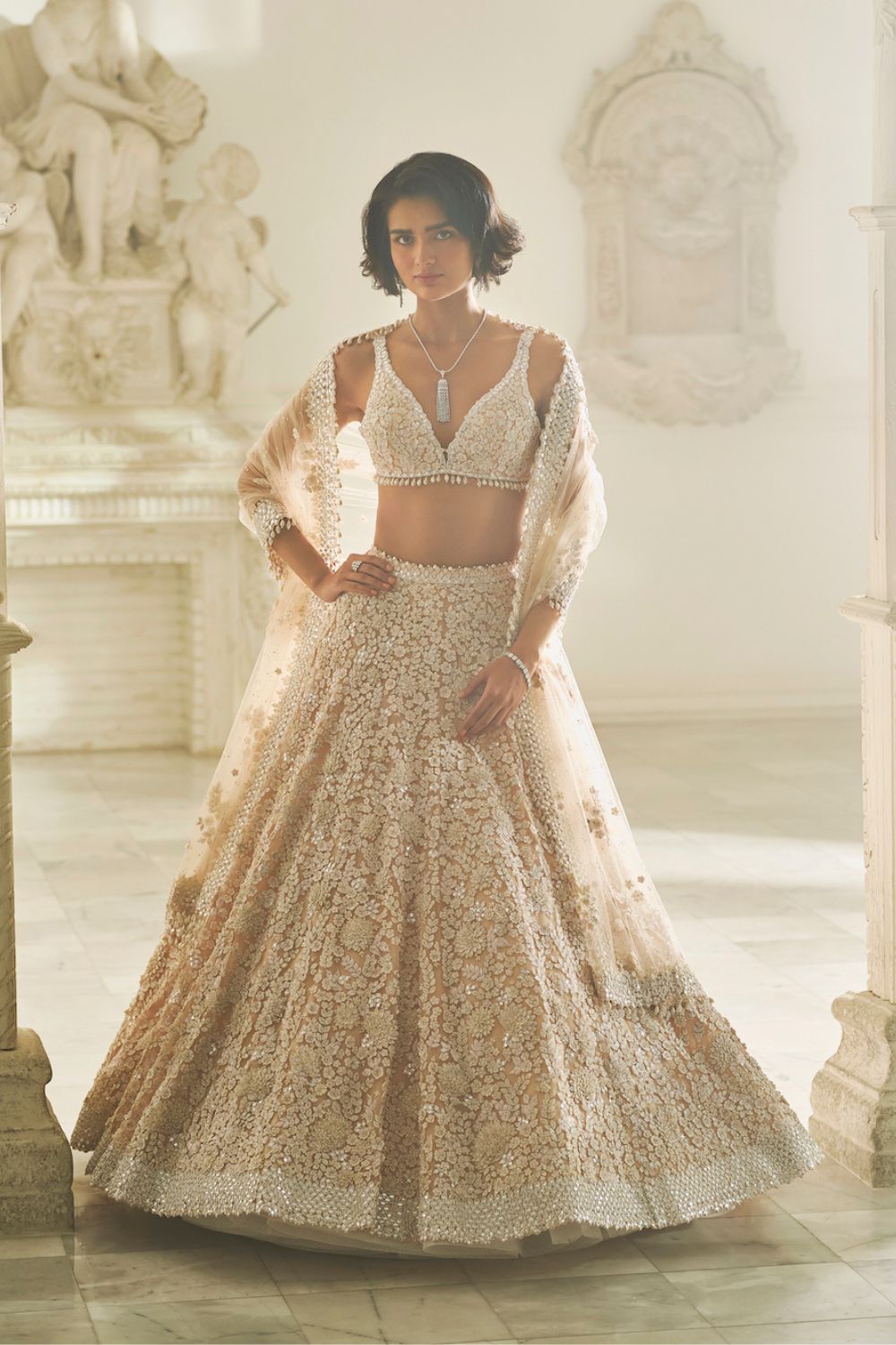 Powder Pink Three-Dimensional Lehenga Set