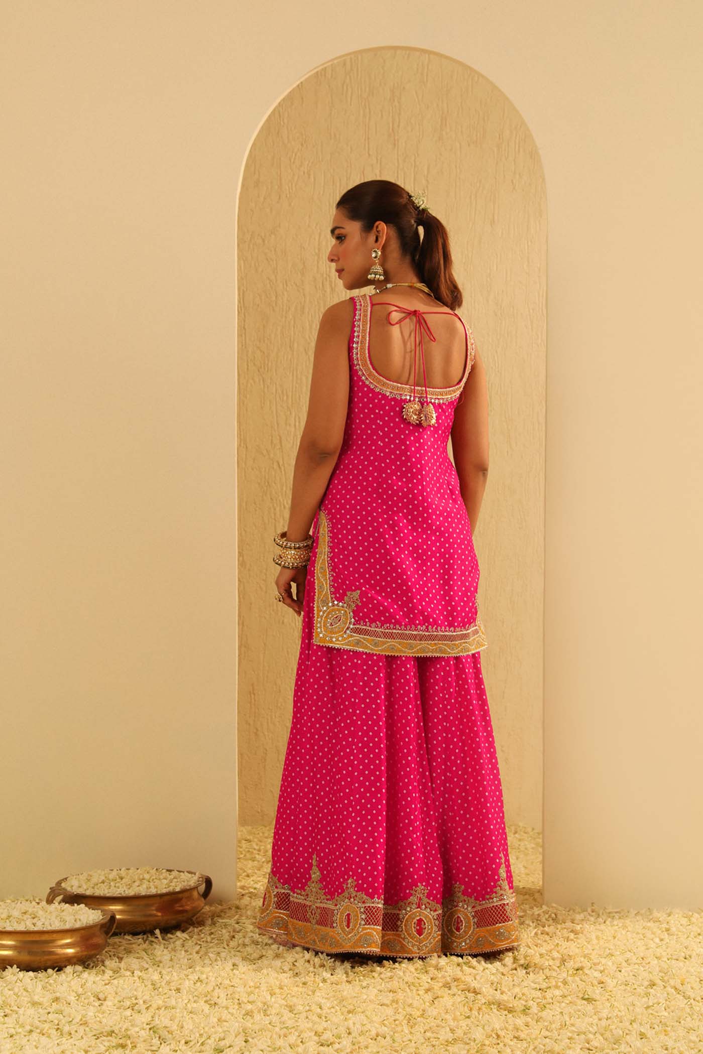 Tehreem - Rani Hotpink Kurta With Sharara And Dupatta