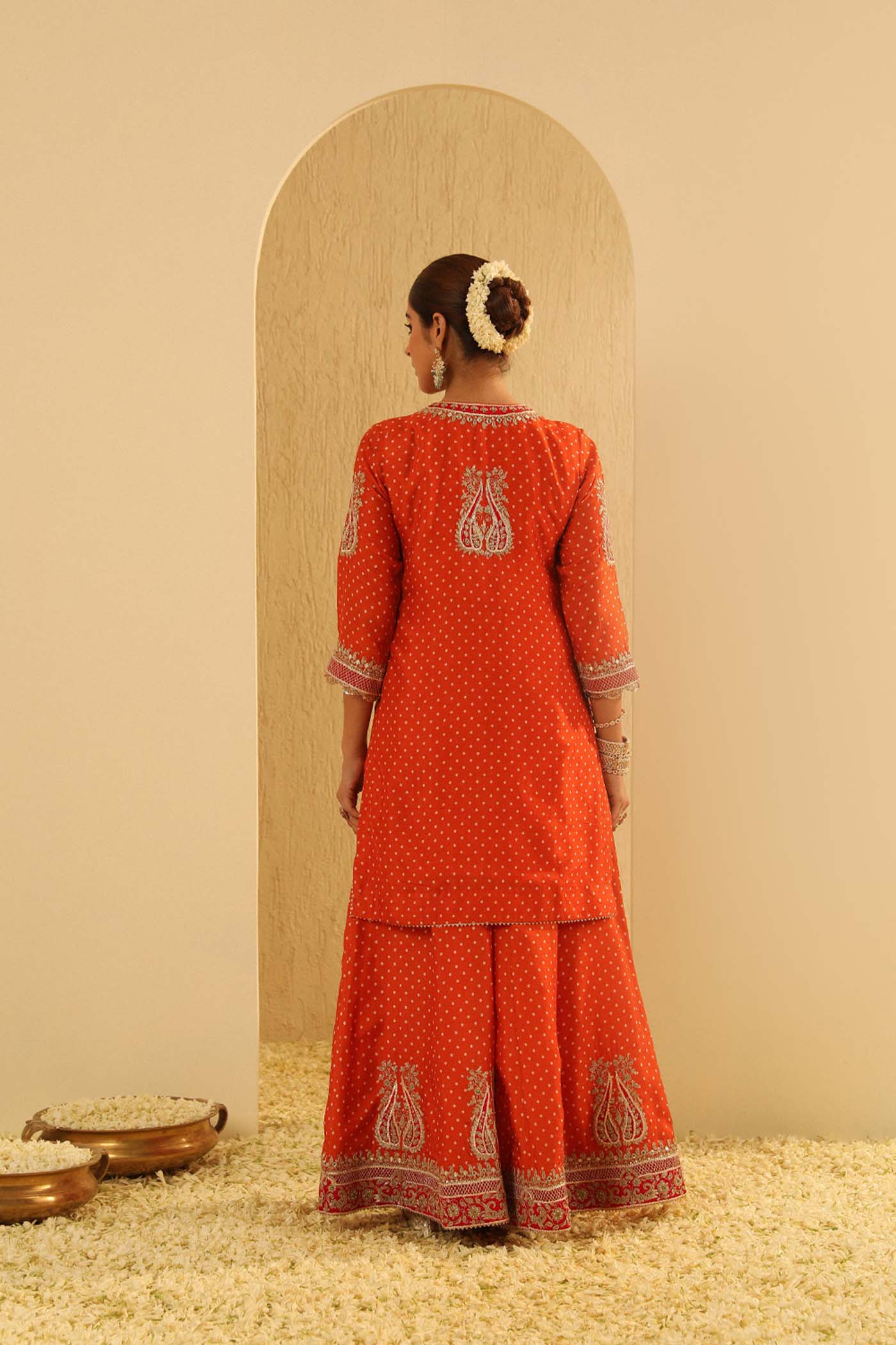 Hoorain - Orange Kurta With Sharara And Dupatta