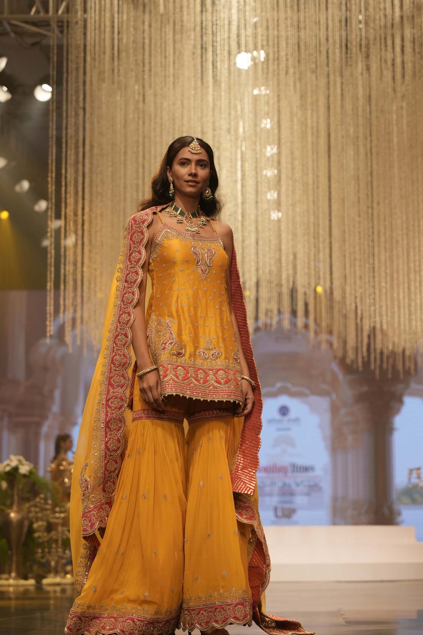 Kriti Sanon In Mehan - Heirloom Mustard Short Kurta With Garara