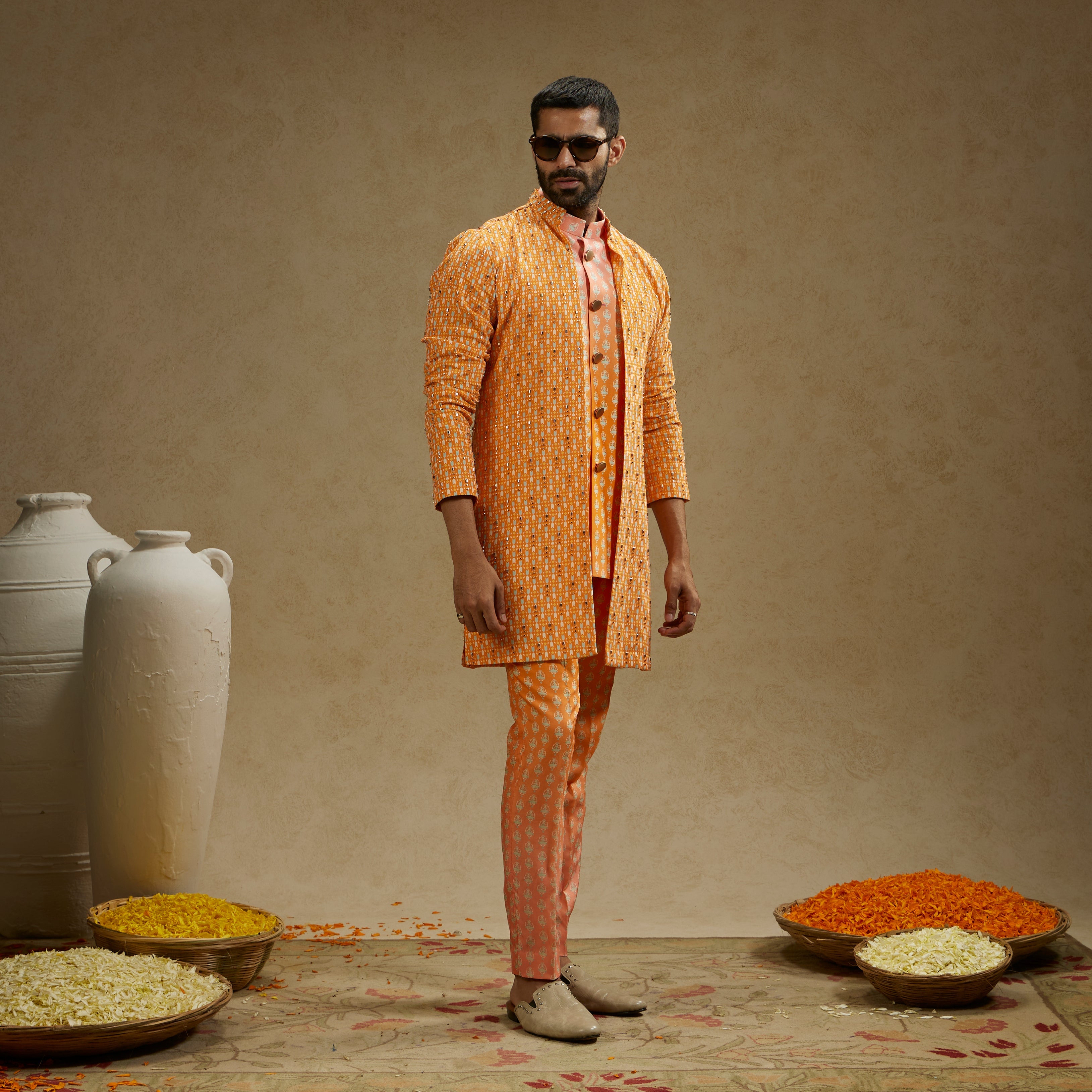Orange Geo Embellished Jacket