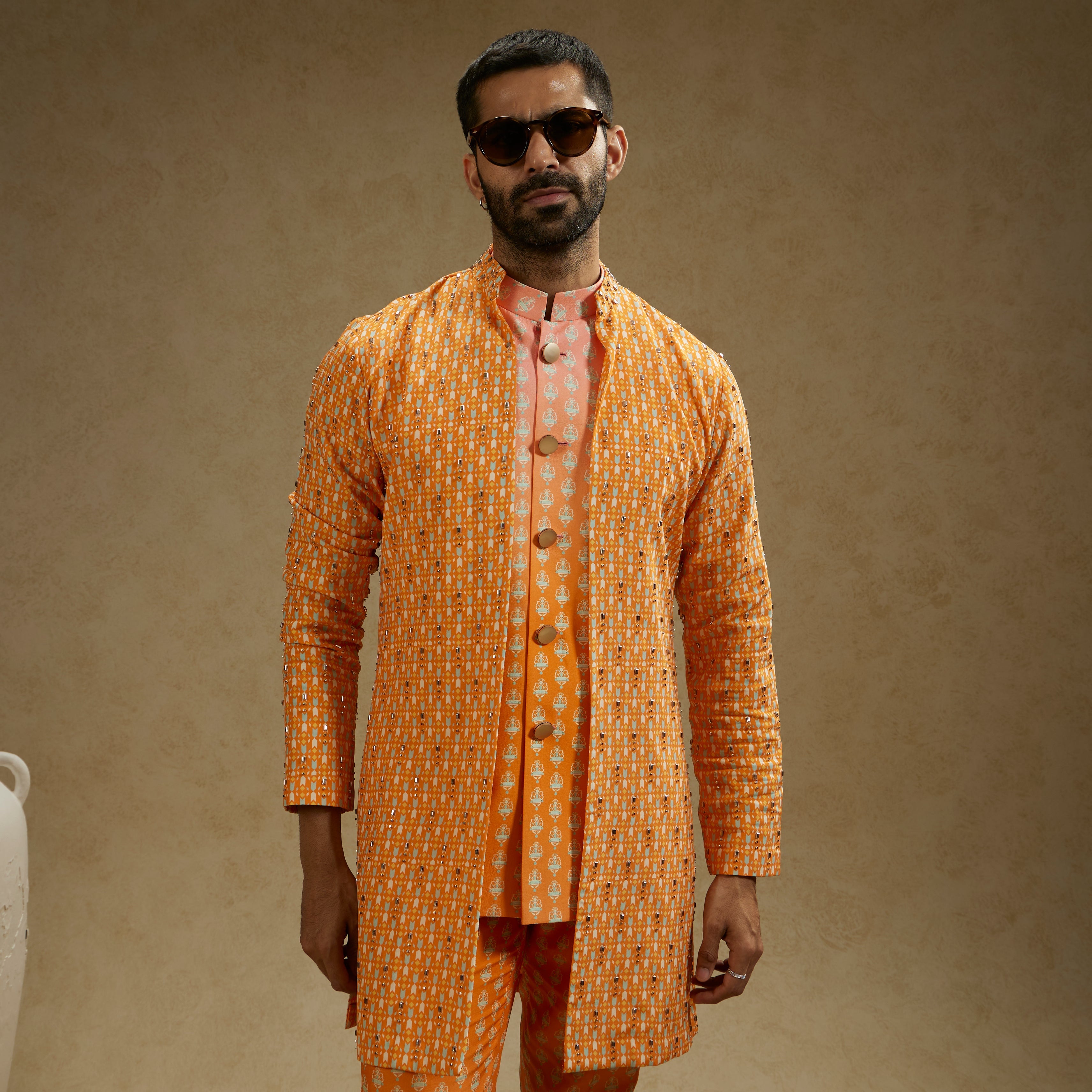 Orange Geo Embellished Jacket