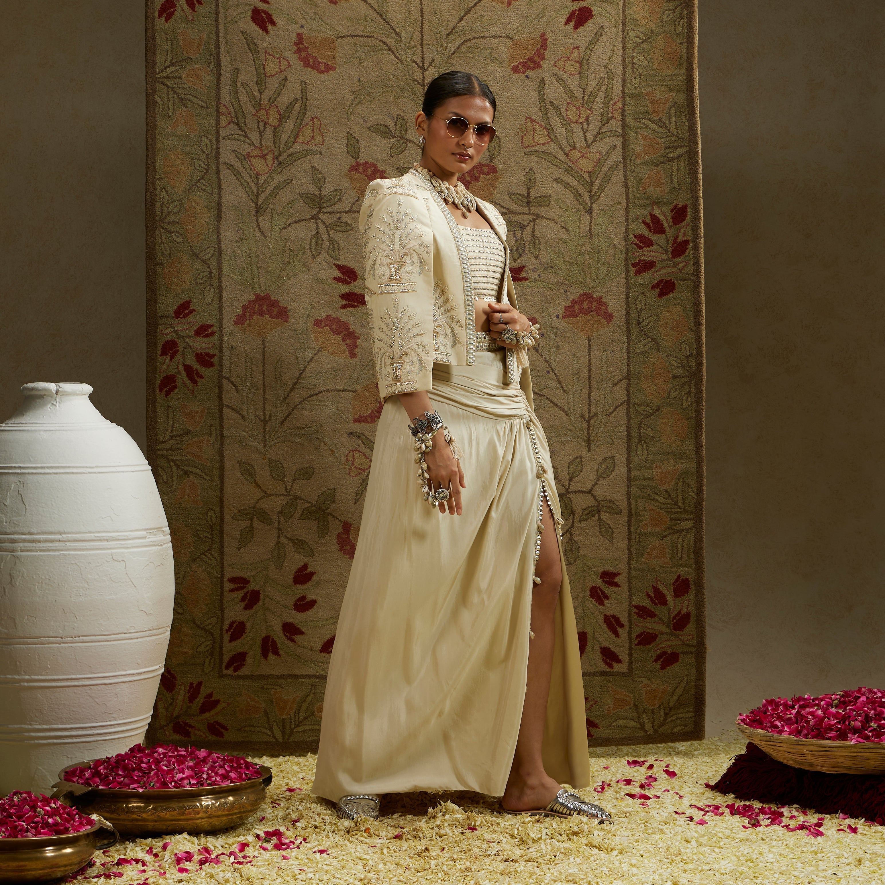 Magnolia Embellished Butta Cape Jacket