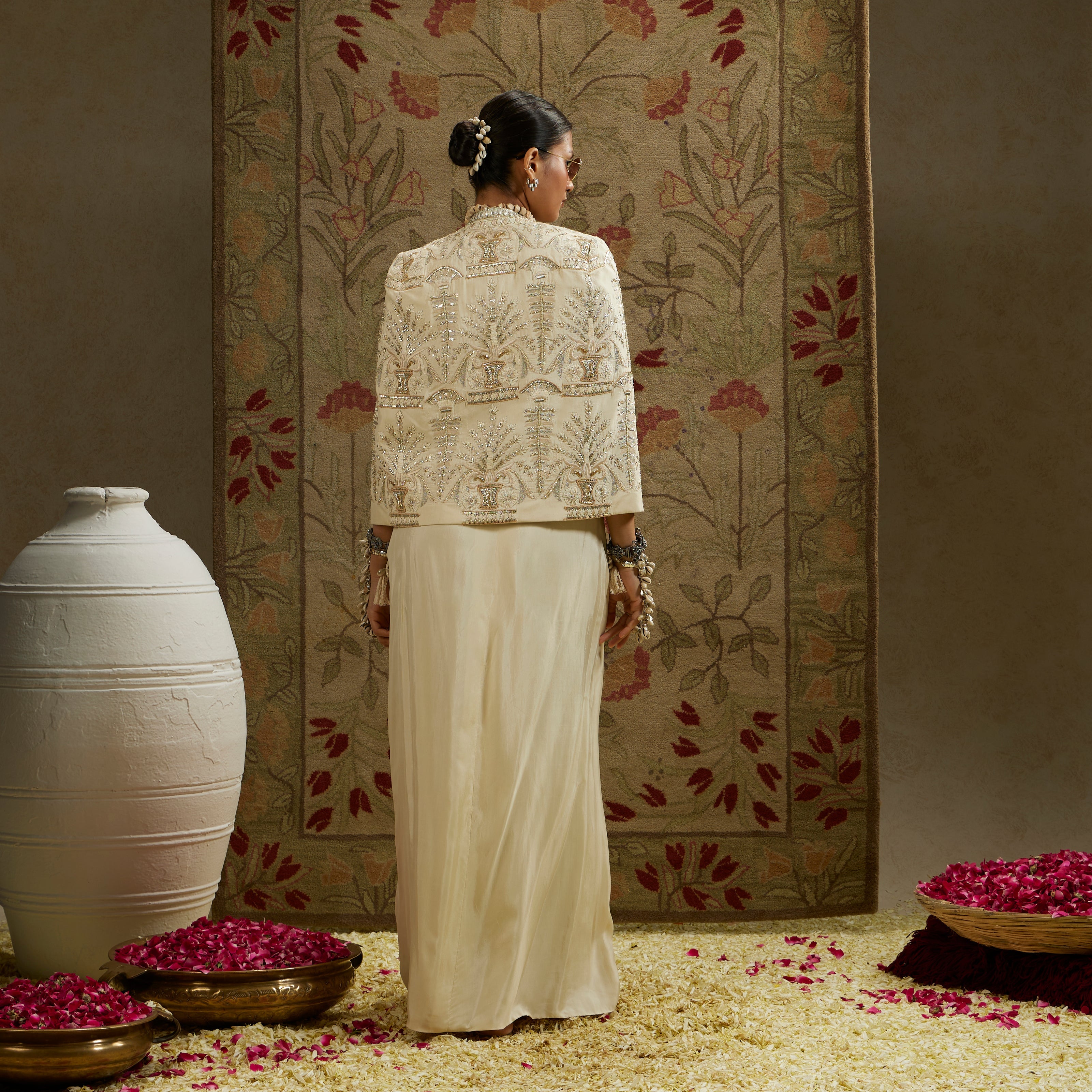 Magnolia Embellished Butta Cape Jacket
