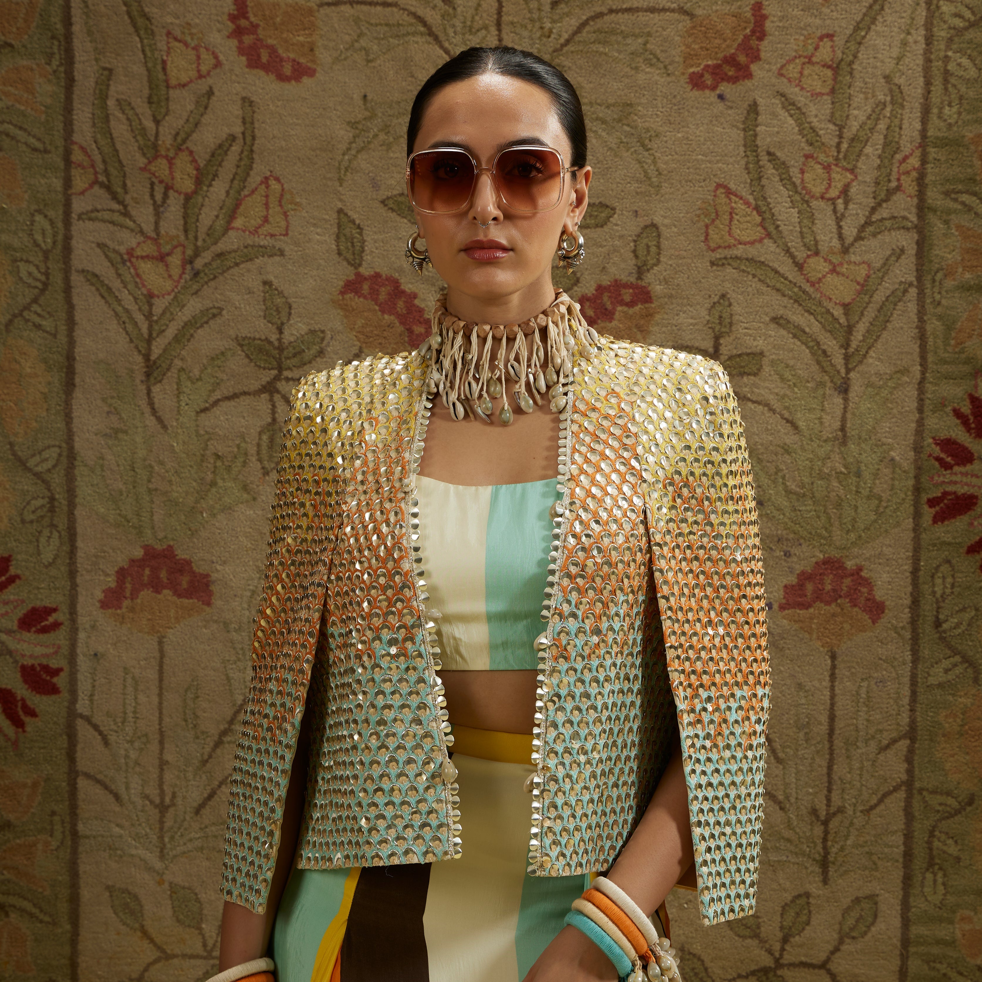 Multi Colored Metallic Noor Jacket