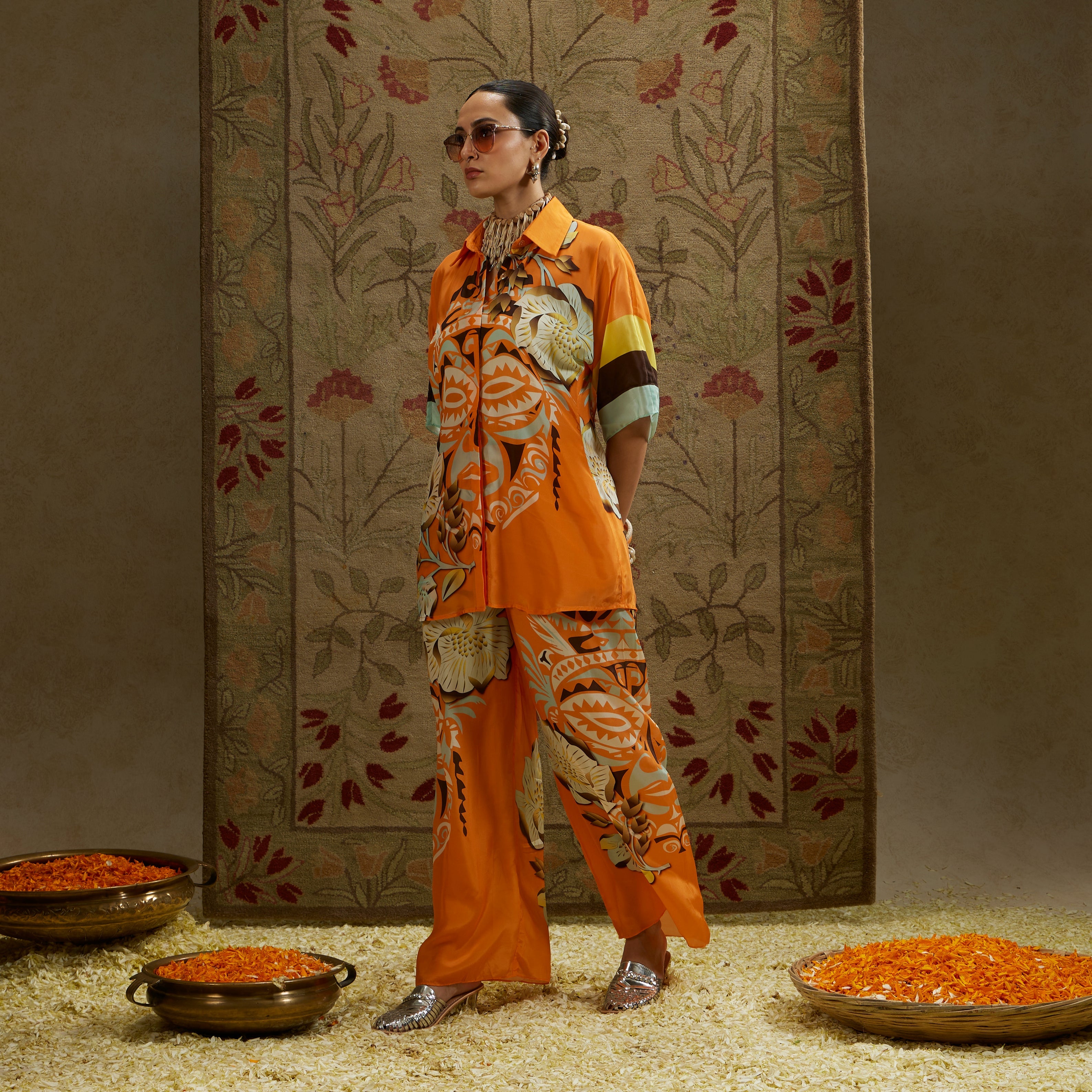 Orange Mask Print Co-Ord Set