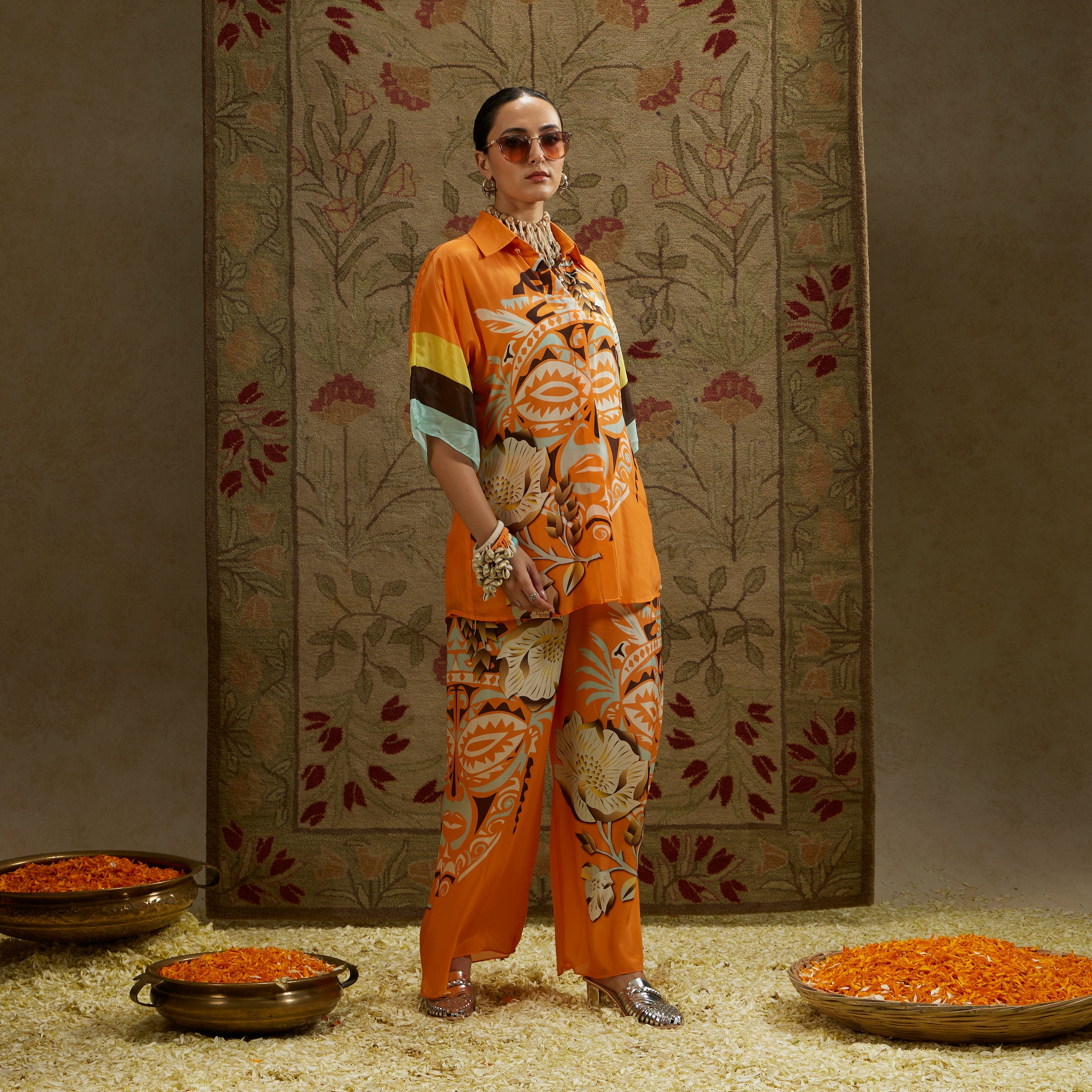 Orange Mask Print Co-Ord Set