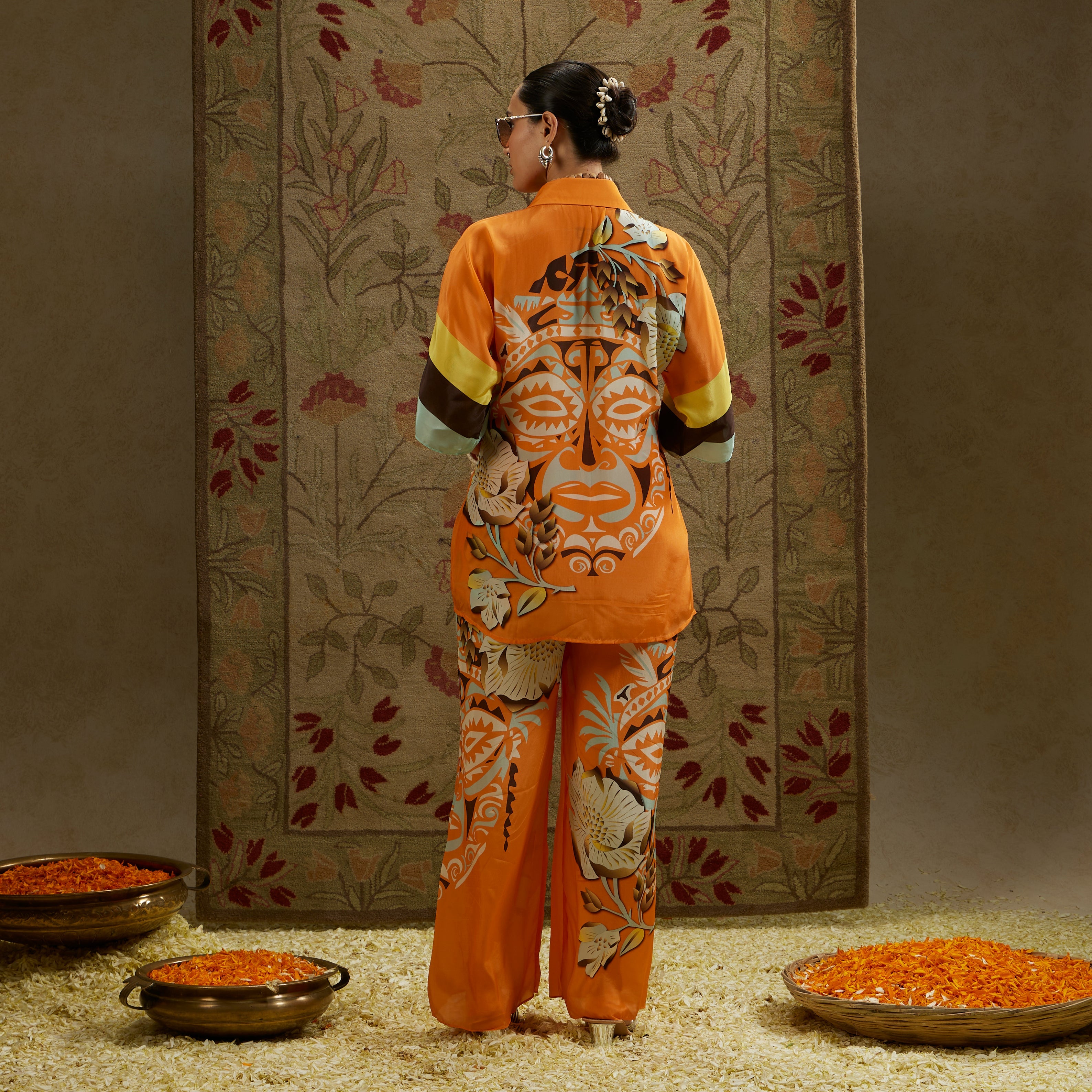 Orange Mask Print Co-Ord Set