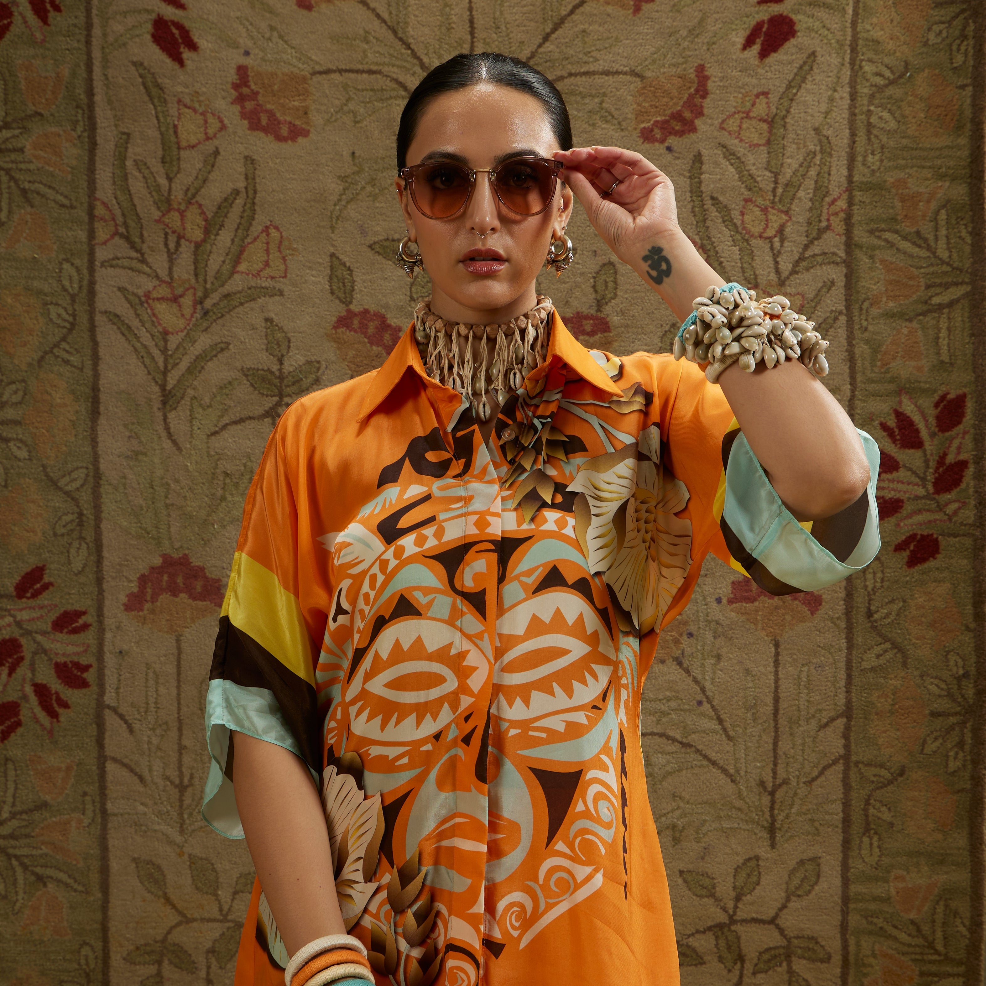 Orange Mask Print Co-Ord Set