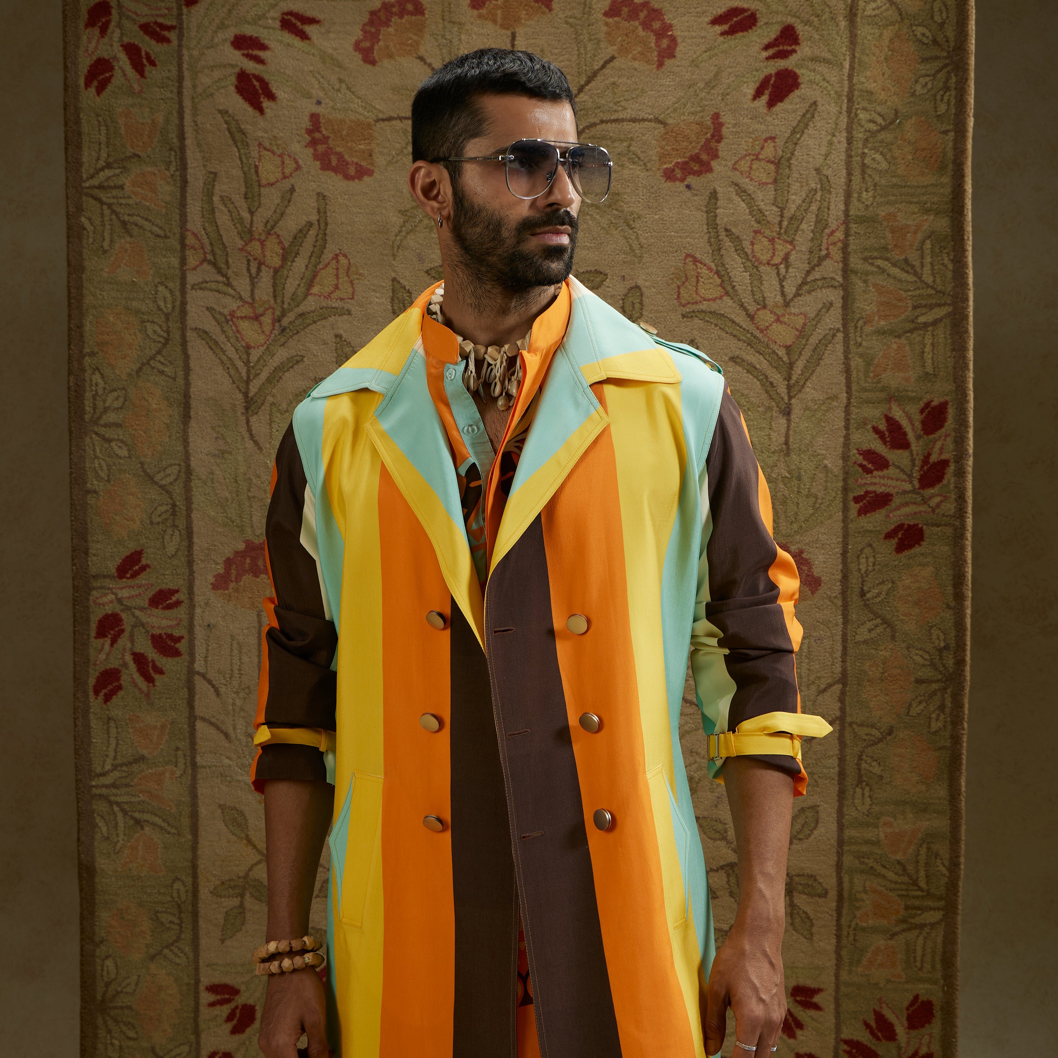 Stripe Trench Coat
