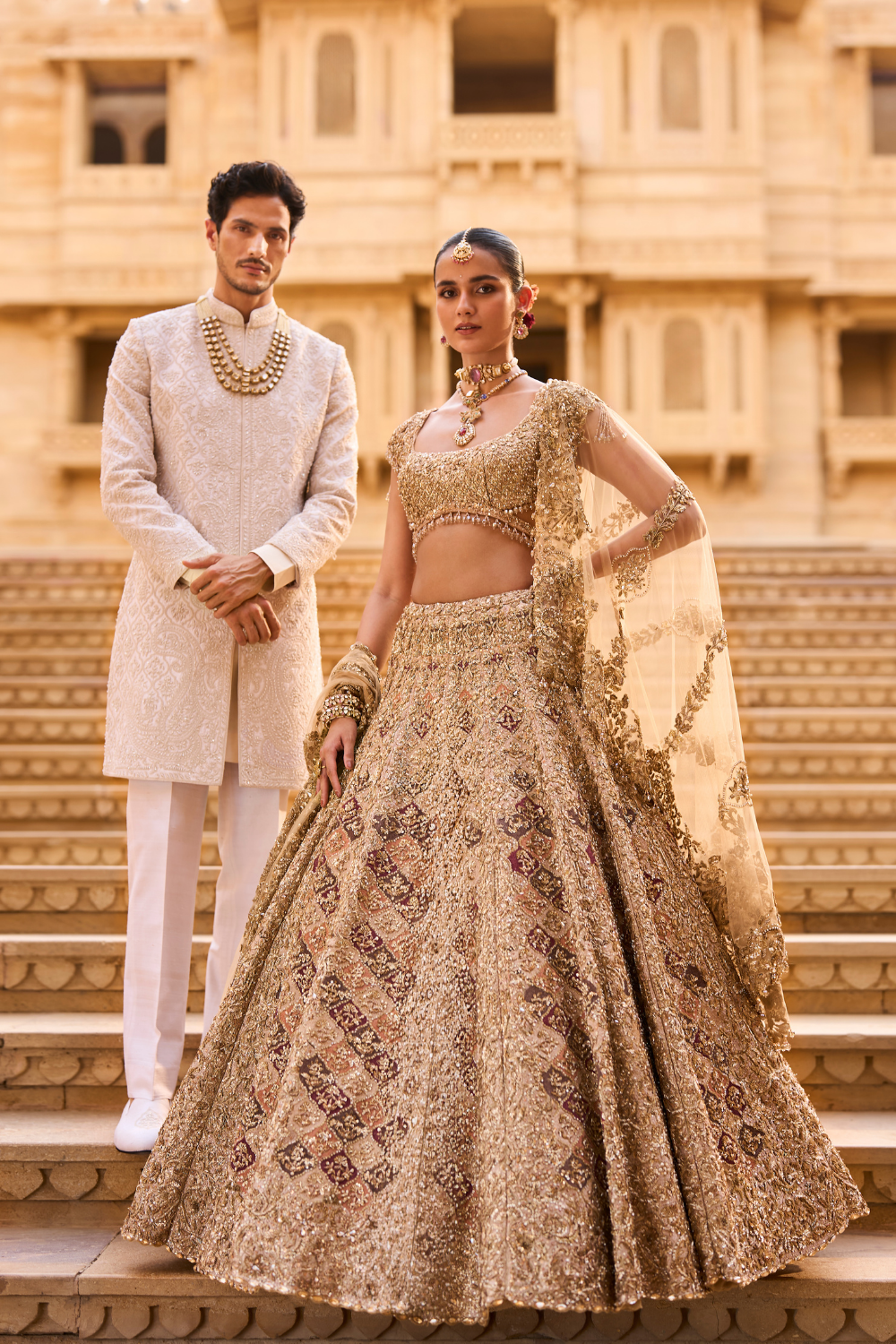 Light Gold Zardosi Lehenga