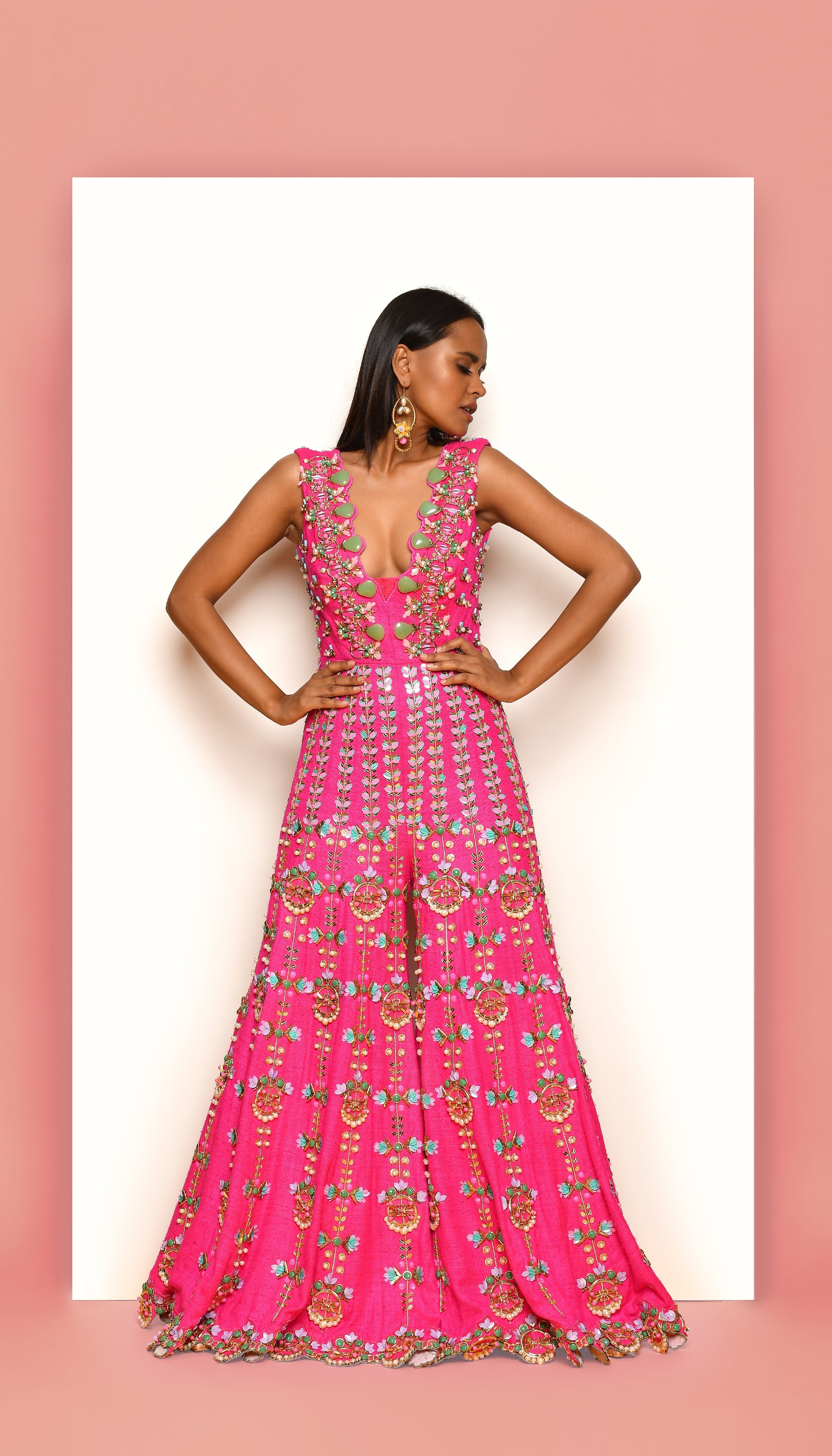 Bhumi Pednekar - Hot Pink Embellished Jumpsuit