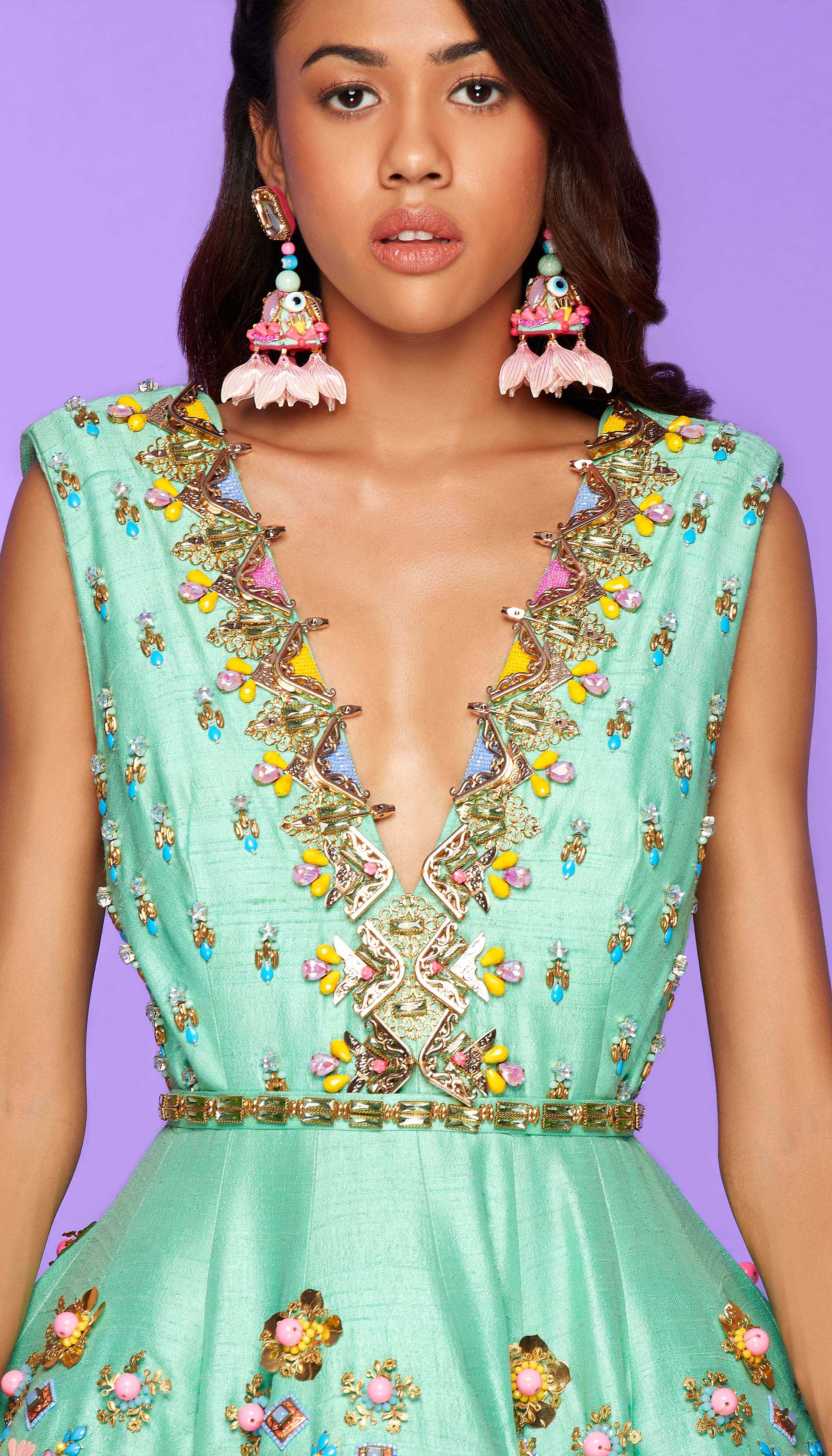 Candy Fluff - Mint And Pink Babydoll Dress