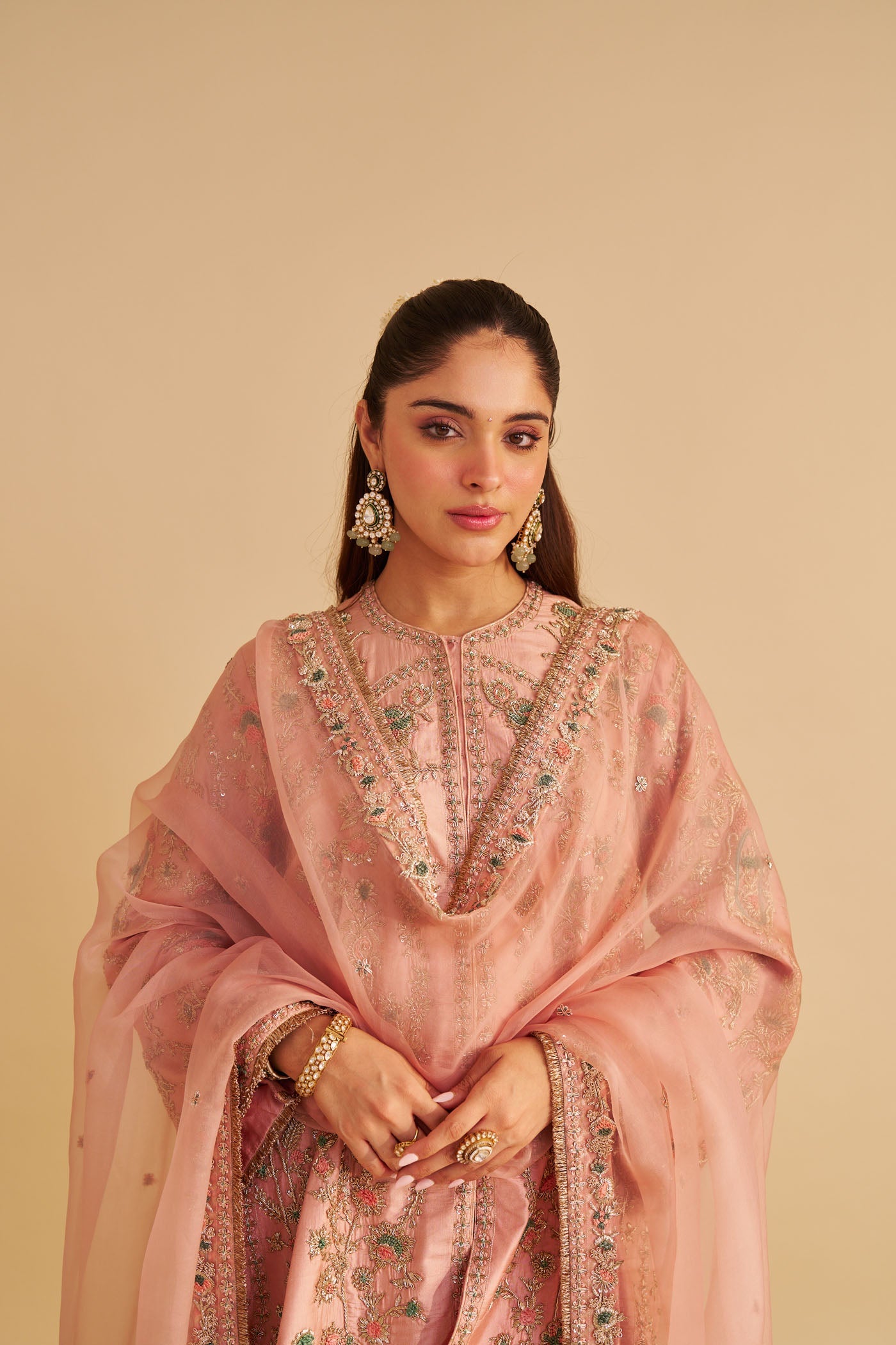 Alira - Dabka Zardozi Embroidered Blush Pink Kurta & Salwar With Dupatta