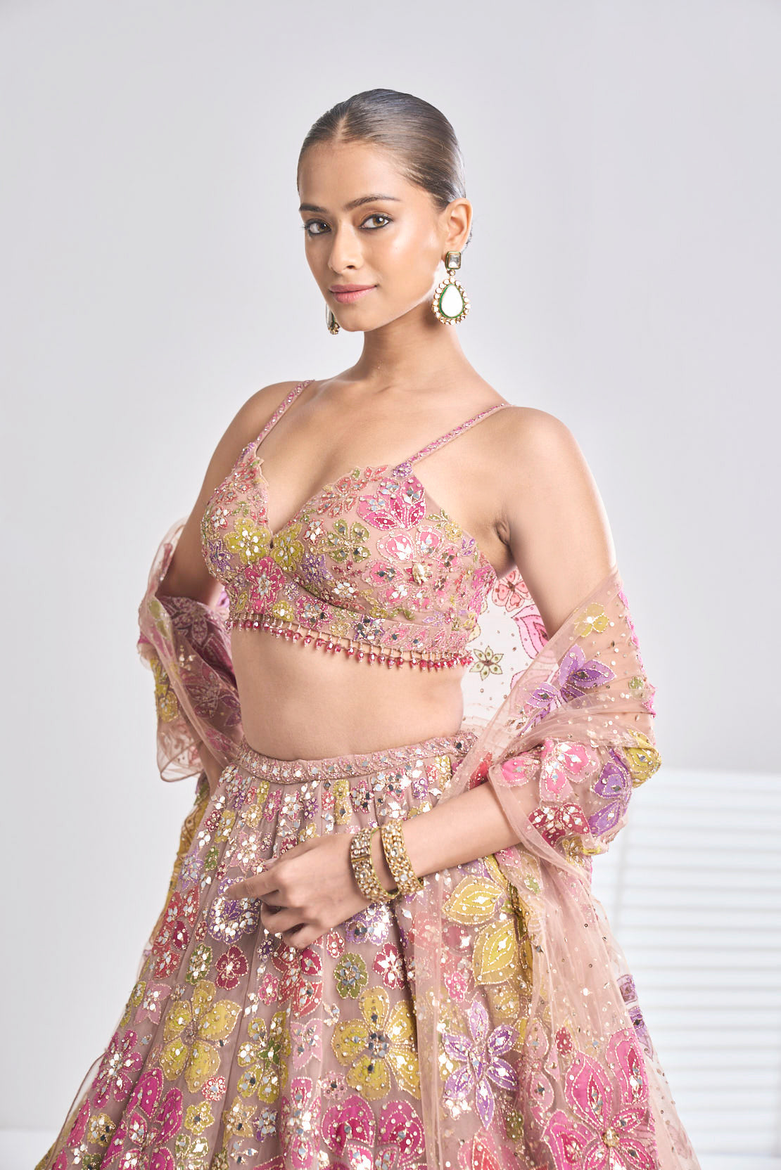 Sakshi Sindwani In Multi-Coloured Floral Lehenga Set