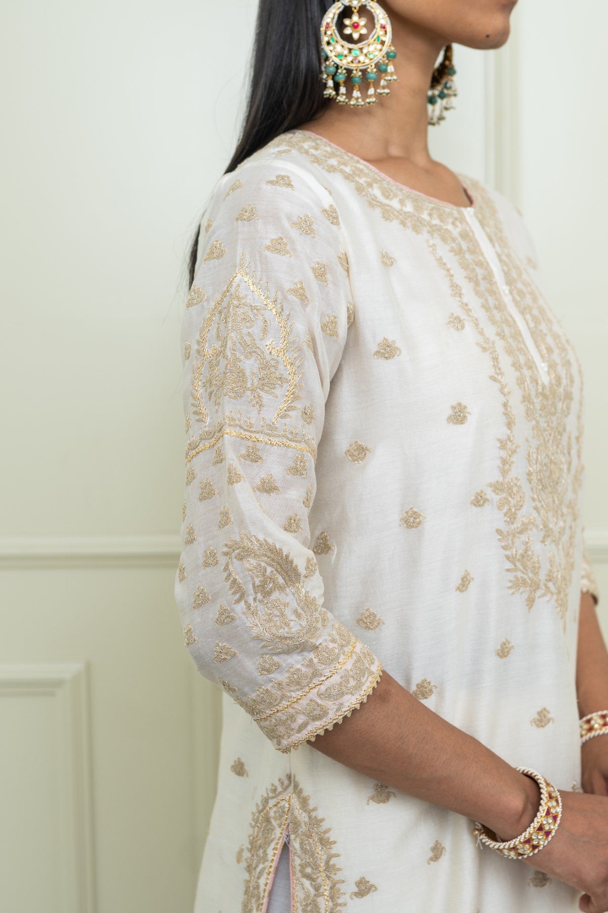 Shaima - Daisy Ivory Straight Kurta With Sharara And Odhni