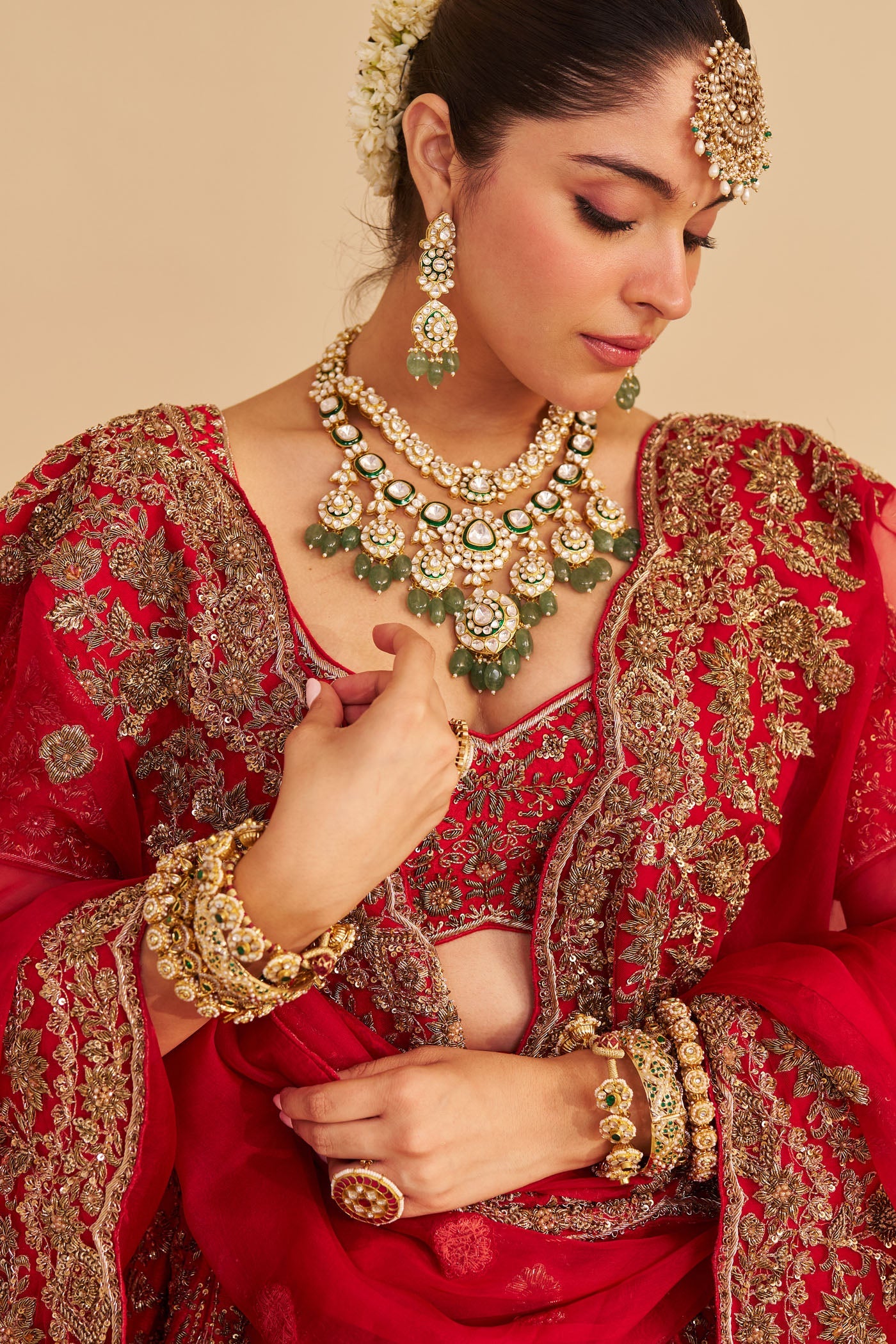 Mahanoor - Dabka Zardozi Embroidered Pure Silk Red Bridal Lehenga Set