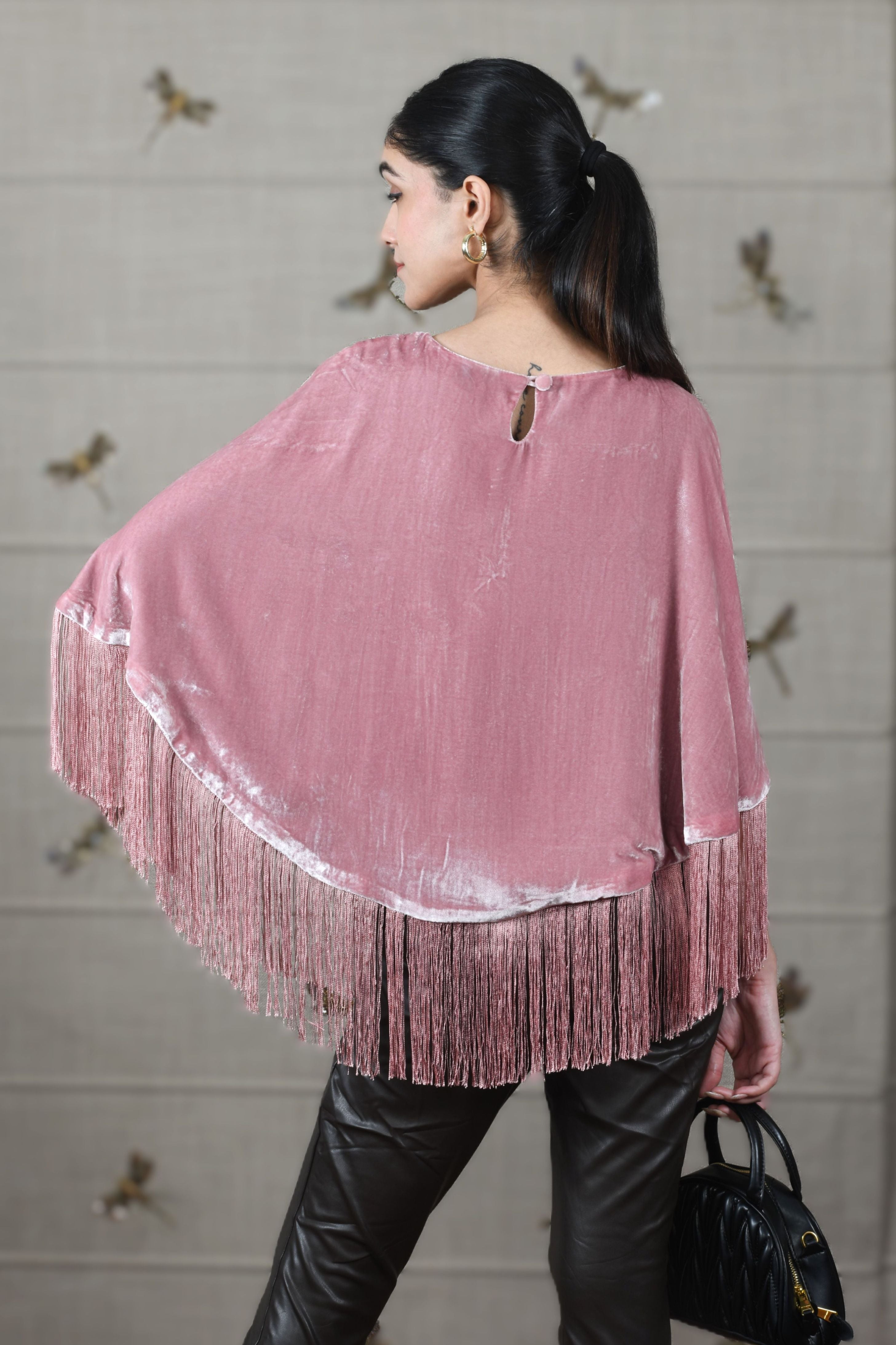 Mauli Evening Star Velvet Poncho With Tassels