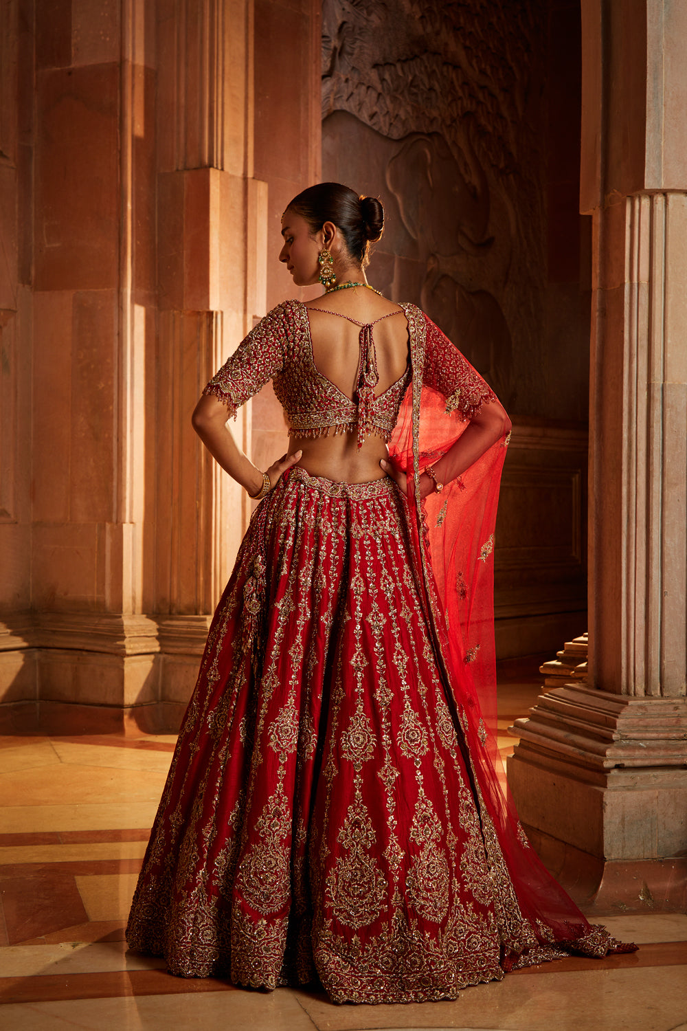 Deep Red Bridal Lehenga Choli Set